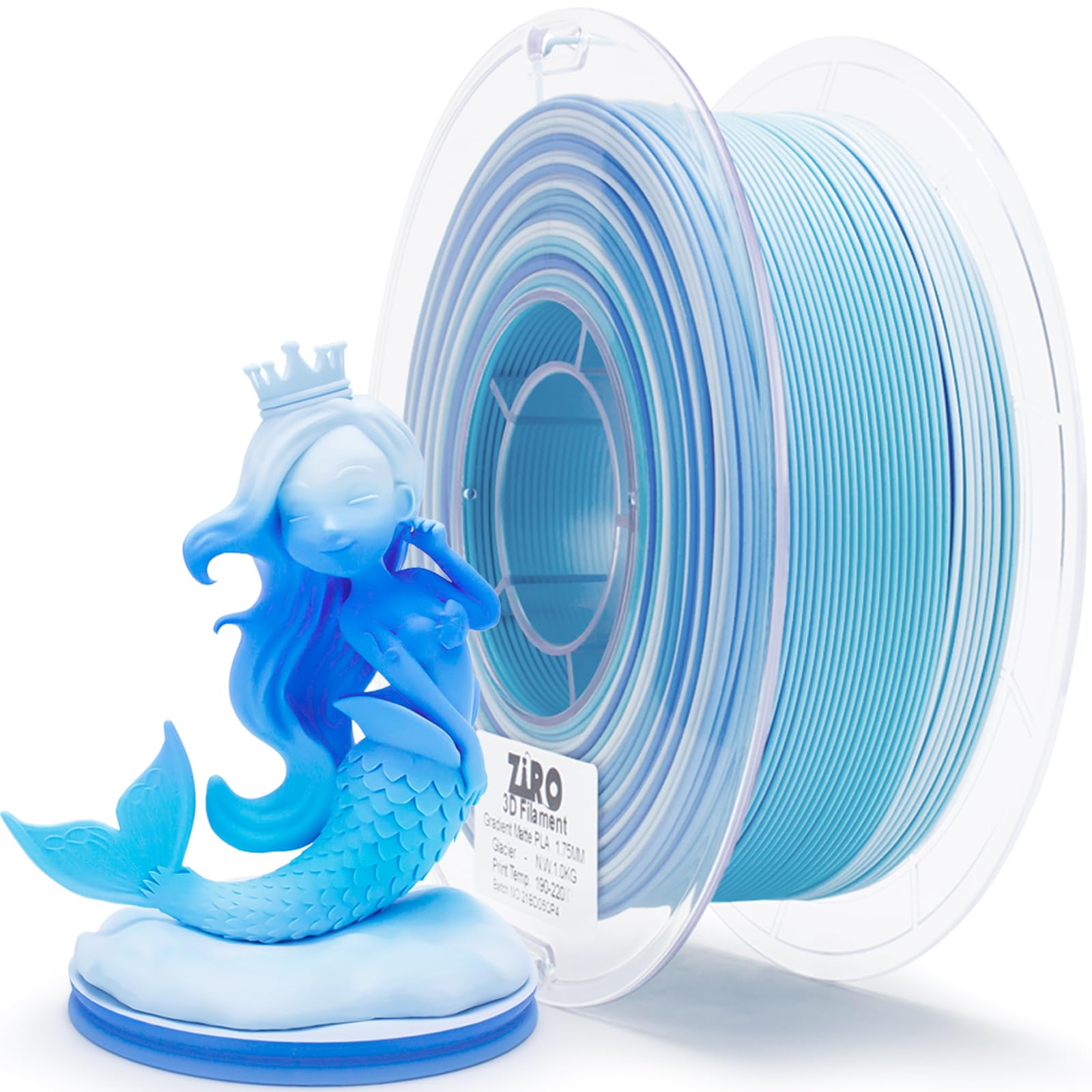 ZIRO Color Change Filament, Matte Gradient Rainbow 3D Printer Filament, Fast Color Changing by Length PLA, Dimensional Accuracy 