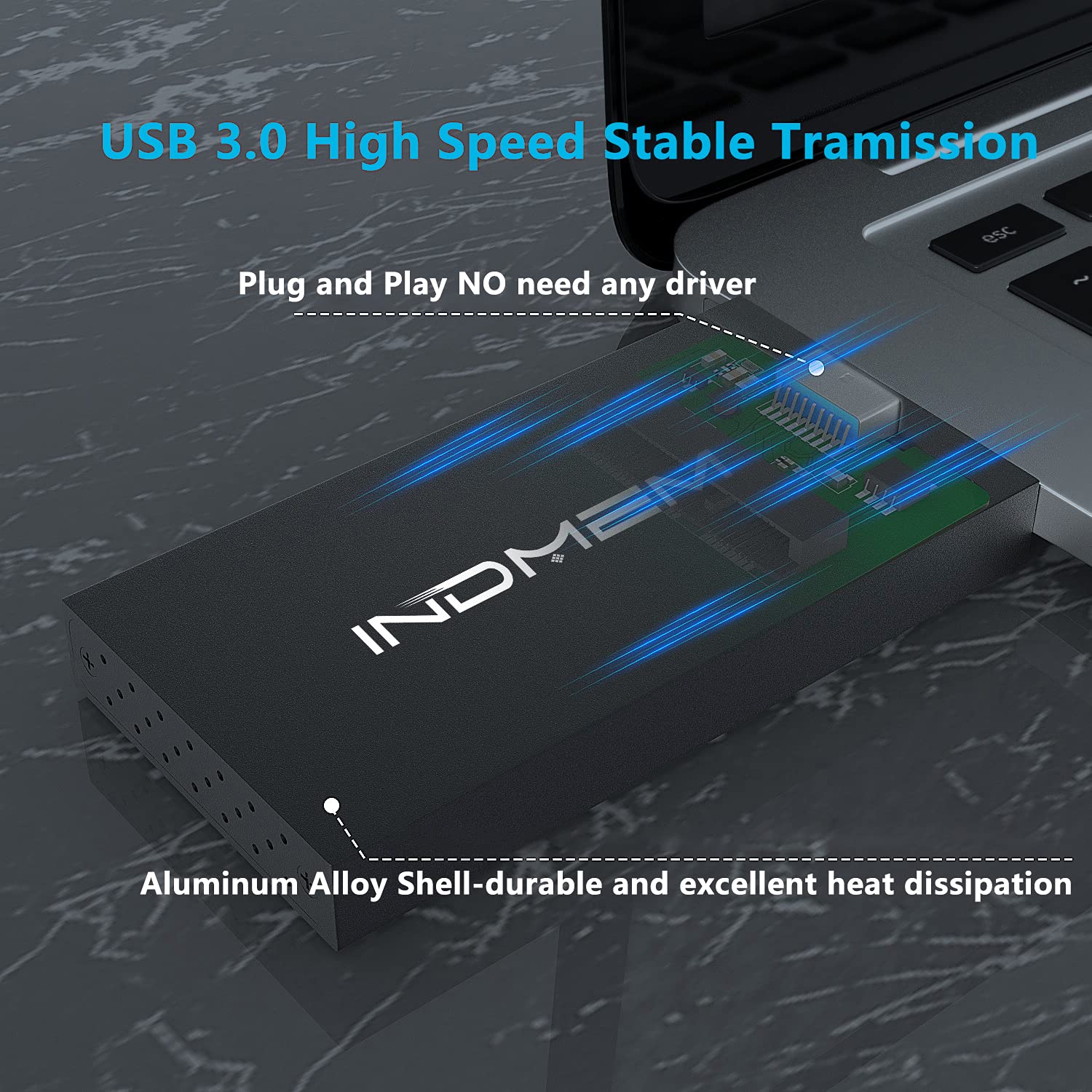 Msata To Usb 3.0 Enclosure, Msata Ssd Adapter External Ssd Enclosure Conveter Case For 30X30Mm 50X30Mm Msata External Solid State Drive Hard Drive (No Cable Needed)