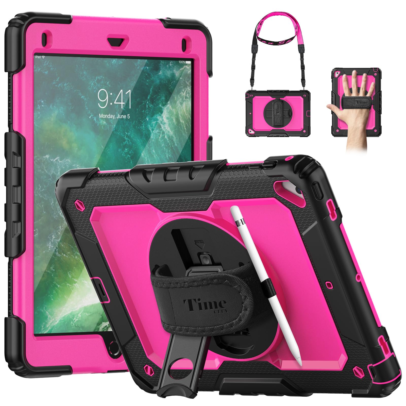 Timecity Case For Ipad Air2/ For Ipad 6Th/5Th Generation Case 2018 2017/ For Ipad Pro 9.7 Case. With Screen Protector Pencil Hol
