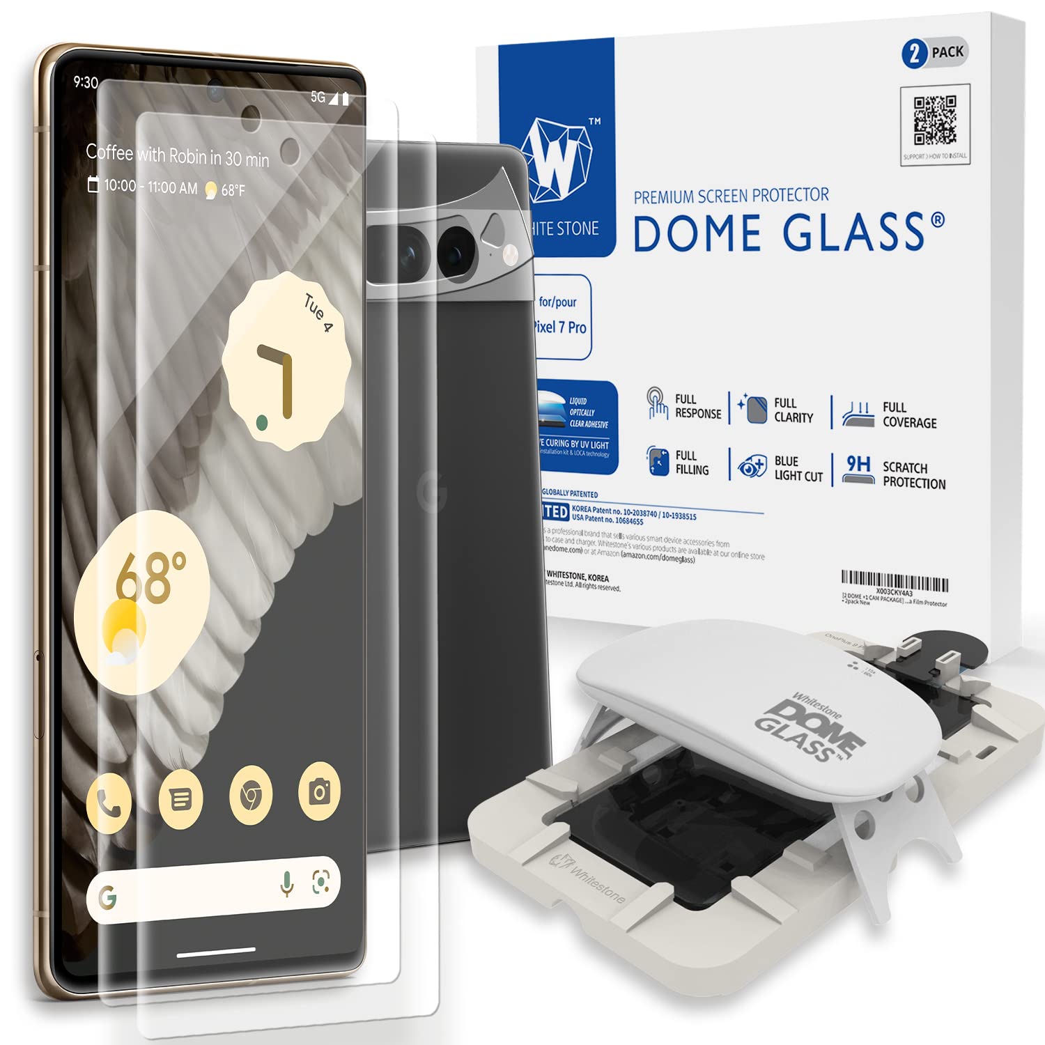 Dome Glass [2 1 Cam Package+ Uv Lamp] Whitestone Screen Protector For Google Pixel 7 Pro   2Pack