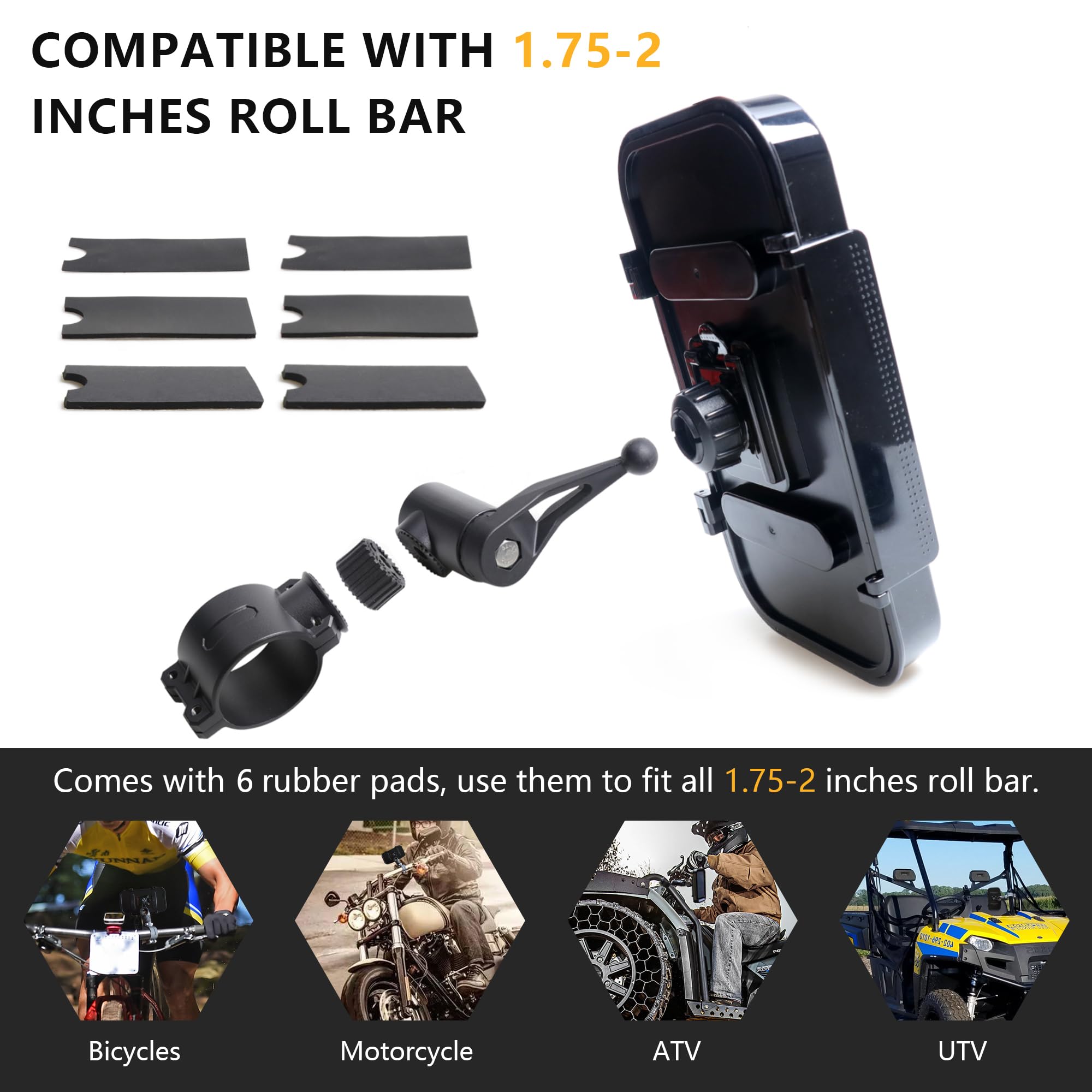 Rerpro Utv Atv Phone Mount Waterproof Holder Compatible With Polaris Rzr Ranger General Pioneer Talon Can Am Commander Maverick