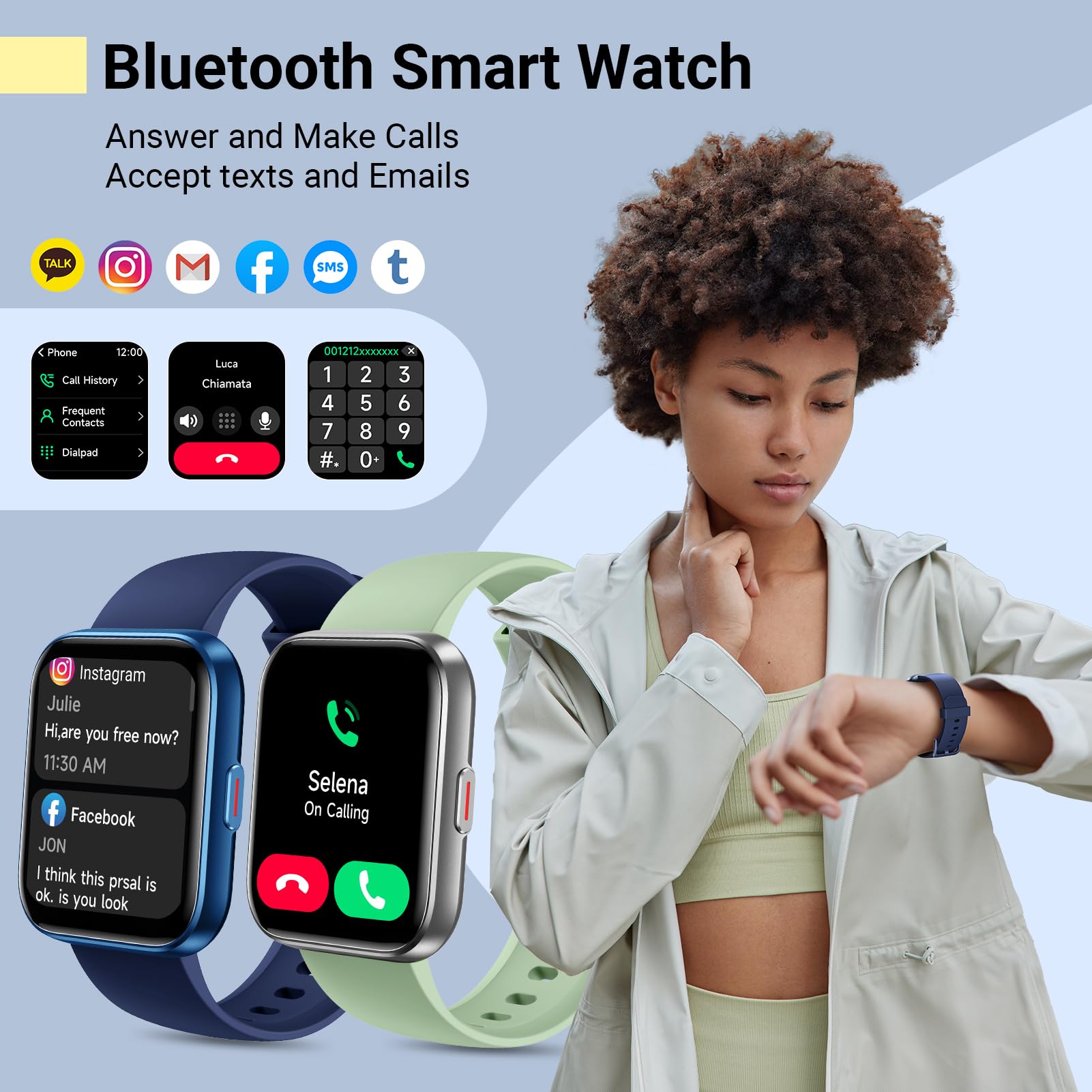 Smartwatch For Women/Men, Compatible With Android & Iphone, 1.8'' Fitness Tracker Watch With Alexa, Call & Notification Alerts,