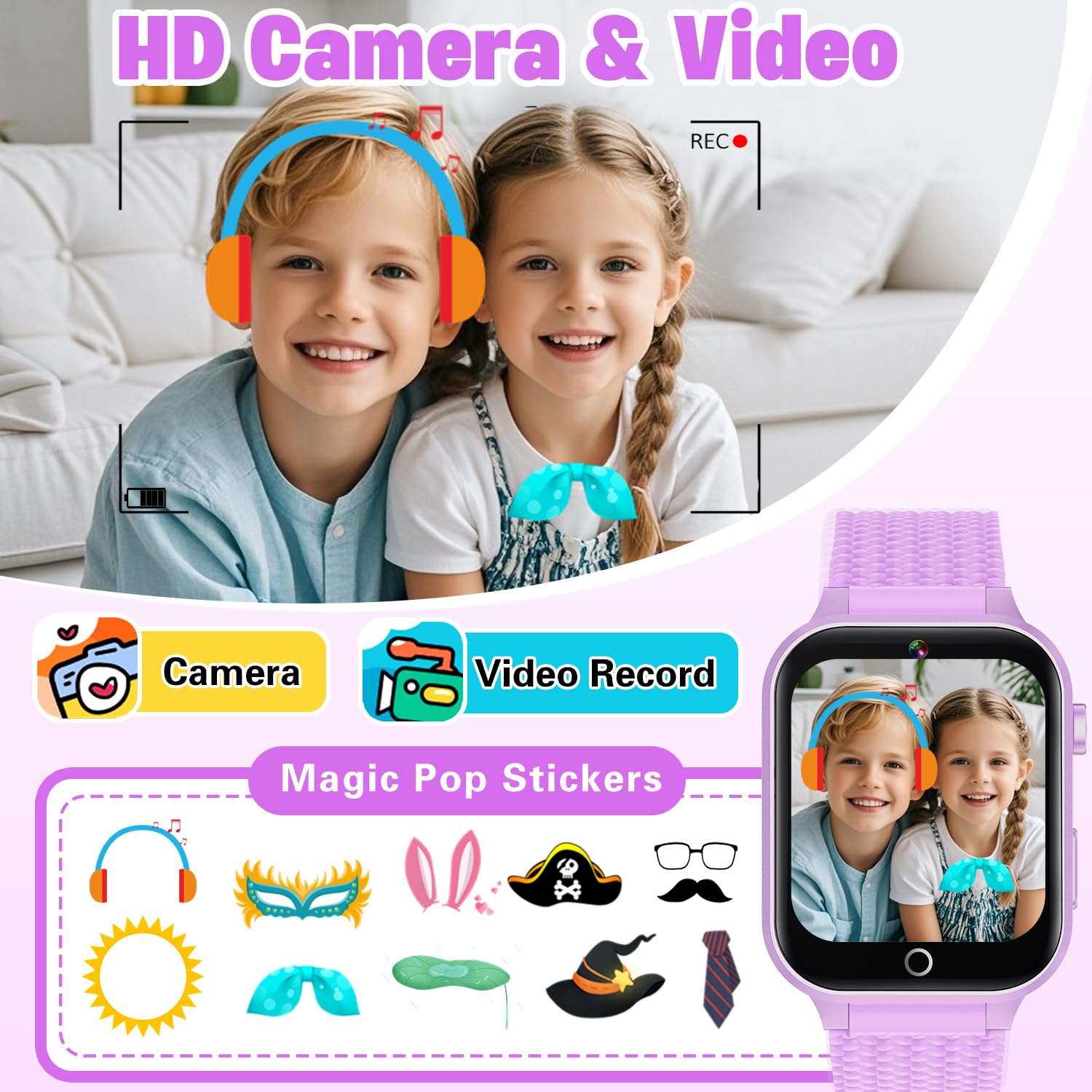 Kids Smart Watch For Girls Age 5-12, Kids Watch With 26 Games,Camera Music Player Pedometer Habit Tracking Hd Touchscreen Flashl