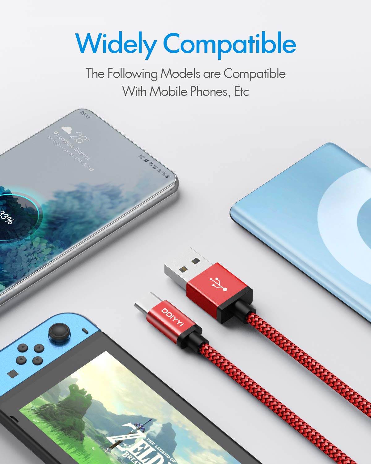 Ddiyyi Usb C Charger Cable 10Ft 3 Pack, Compatible With Kindle Fire Hd10, Fire 7/8/Max11, Tablets   Red