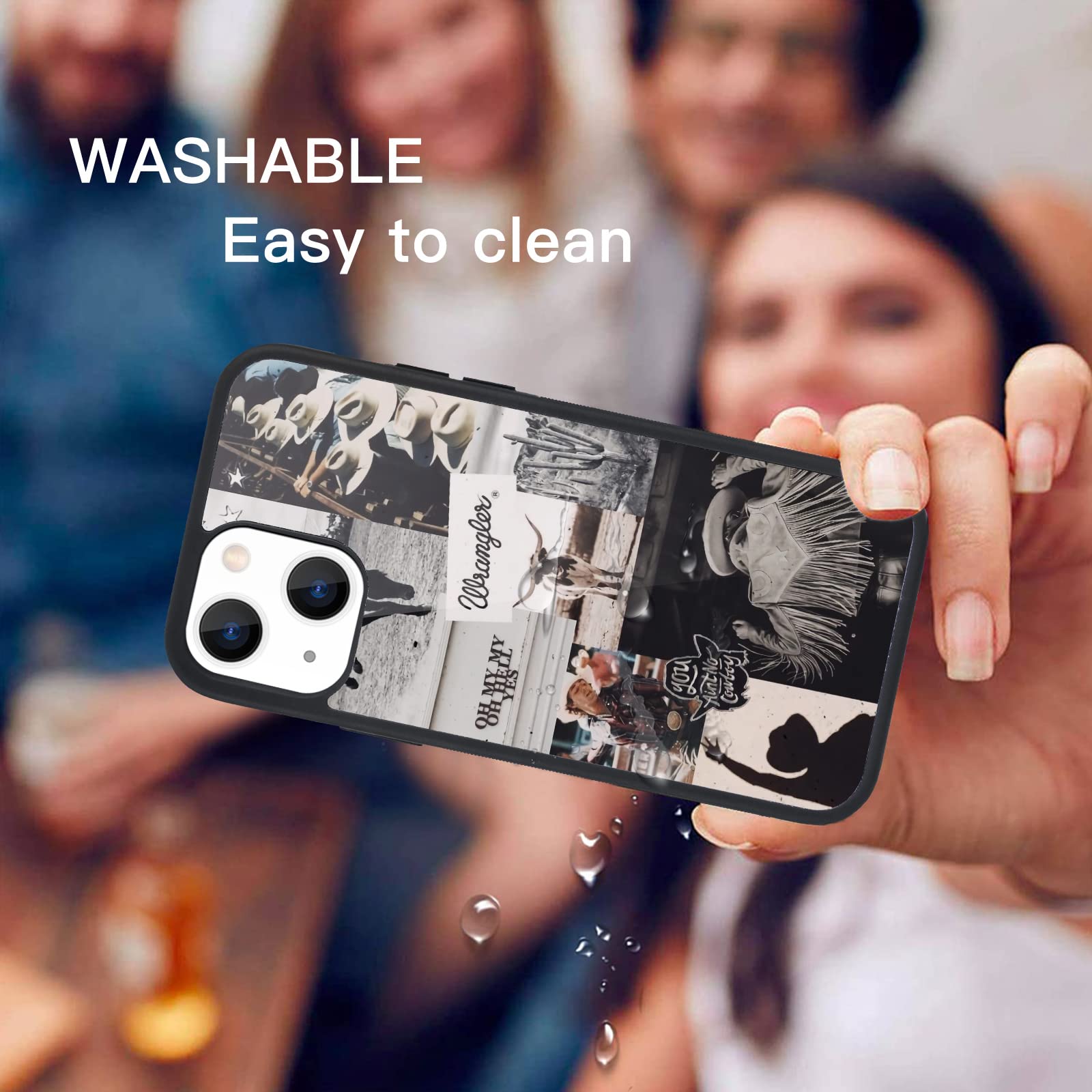 Maycari For Western Iphone 13 Pro Case, Retro Cowgirl Cowboy Collage Howdy Boho Horses Western Case With Country Design For Men