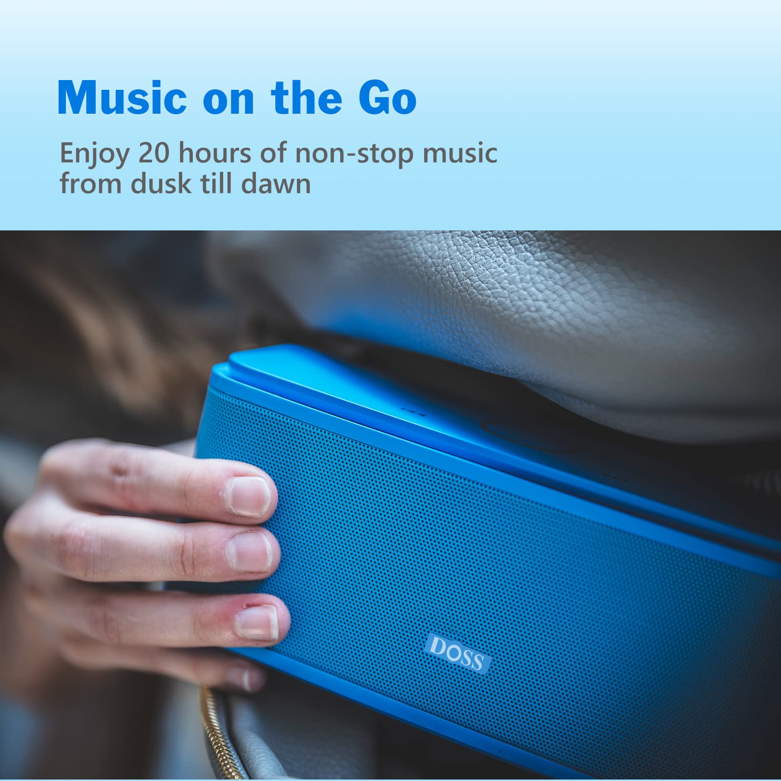 Doss Bluetooth Speaker, Soundbox Touch Portable Wireless Speaker With 12W Hd Sound And Bass, Ipx5 Water Resistant, 20H Playtime, Touch Control, Handsfree, Speaker For Home, Outdoor, Travel Blue