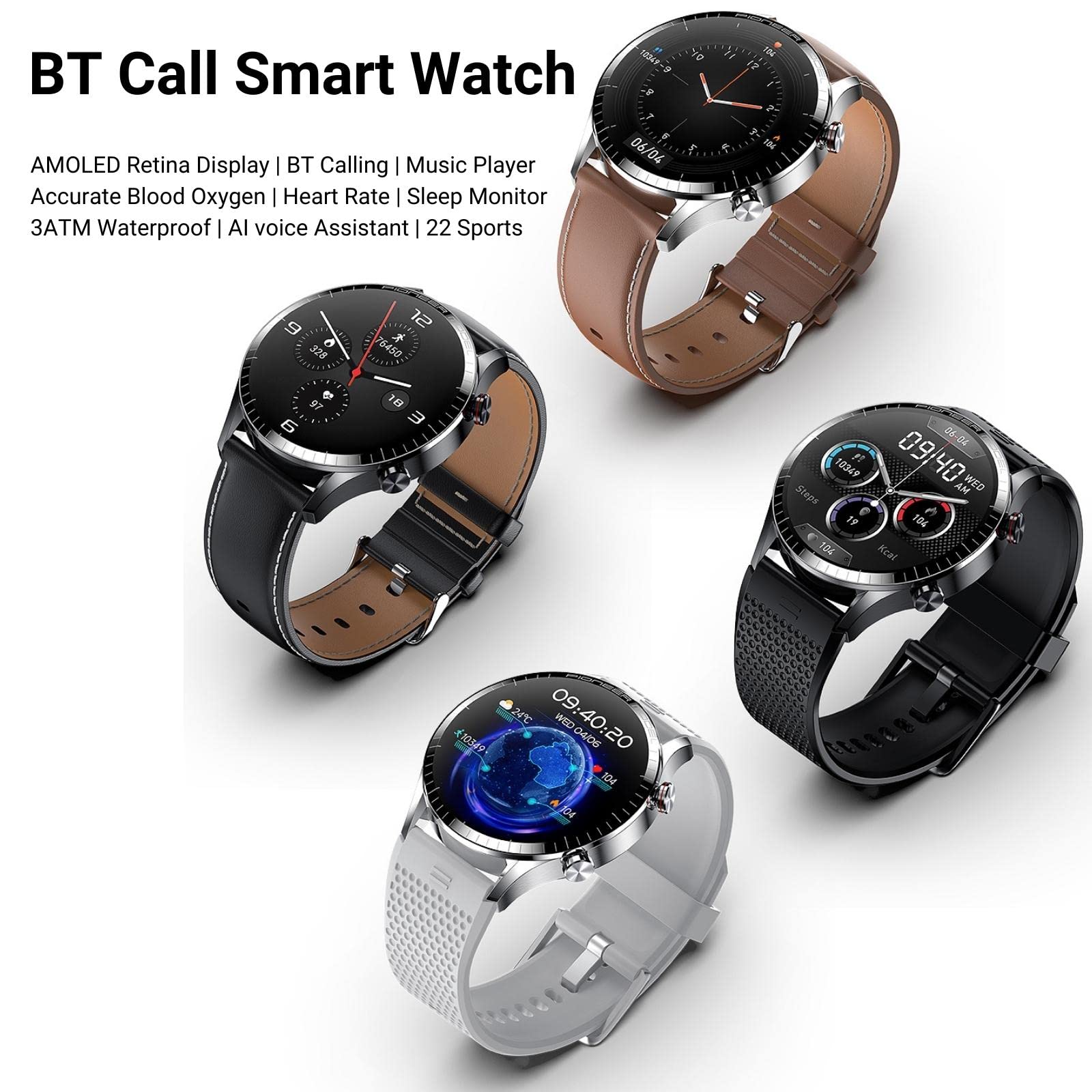 Hoaiyo Smartwatch For Men (Answer Make Call), 1.3 Amoled Touchscreen, Smartwatch For Android Ios Phones Ip68 Waterproof 100 Spor