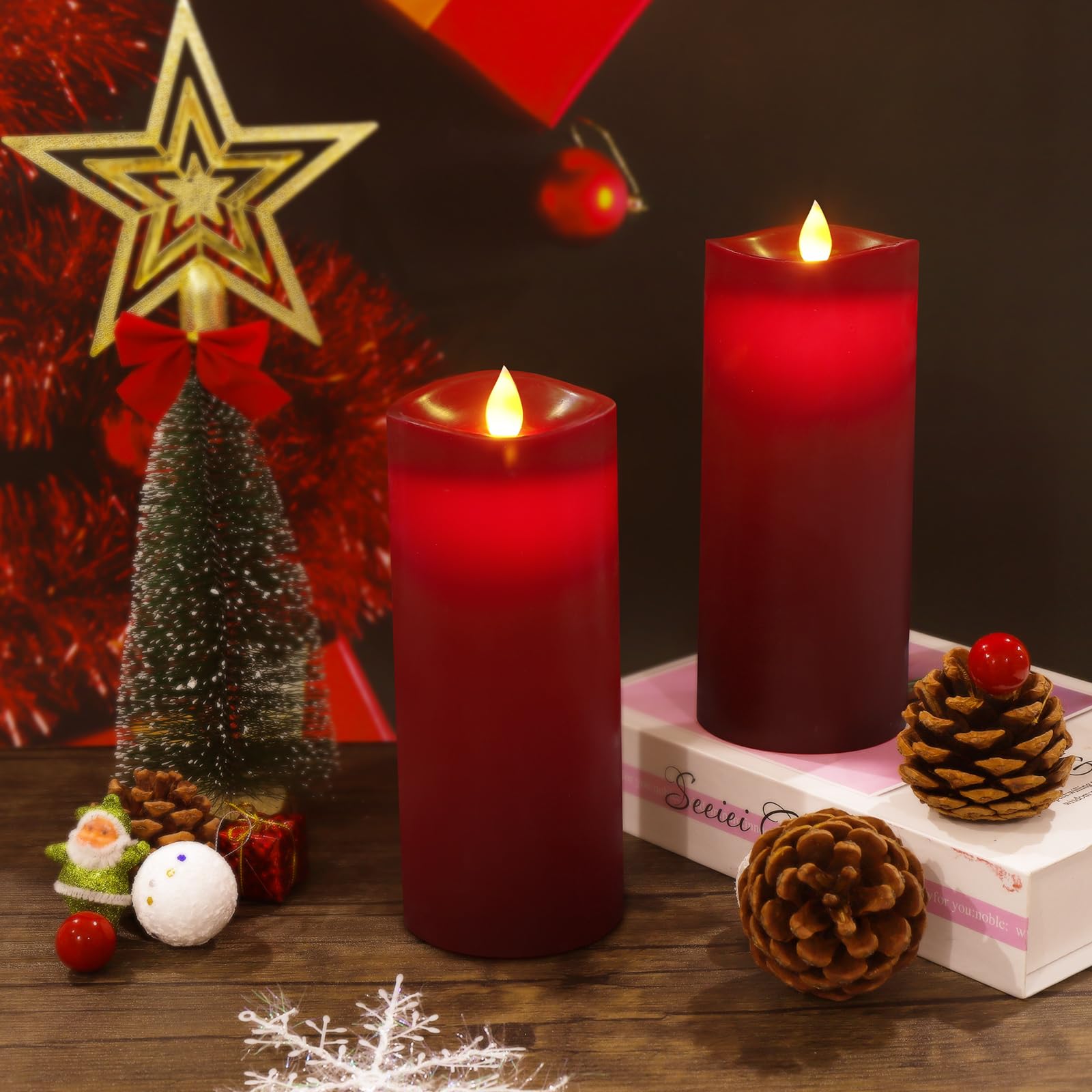 Enpornk 7    X 3    Flameless Candles, Flickering Moving Flame Led Candles, Battery Operated Candles With Remote And Timers, Bur