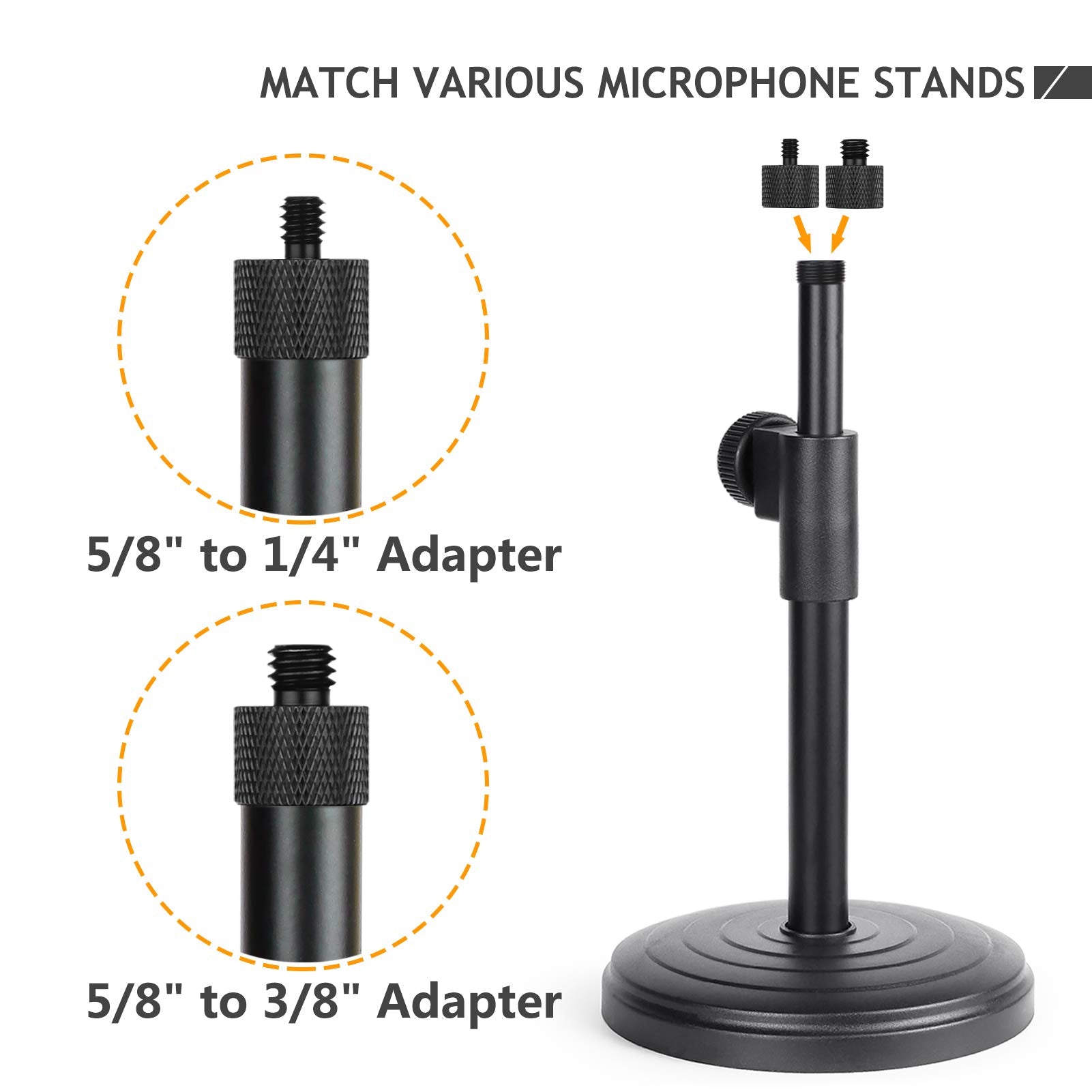 Frgyee Mic Screw Adapter Thread 5/8 To 1/4 Adapter And 5/8 To 3/8 Adapter Set For Microphone Stand To Tripod And Camera Adapter
