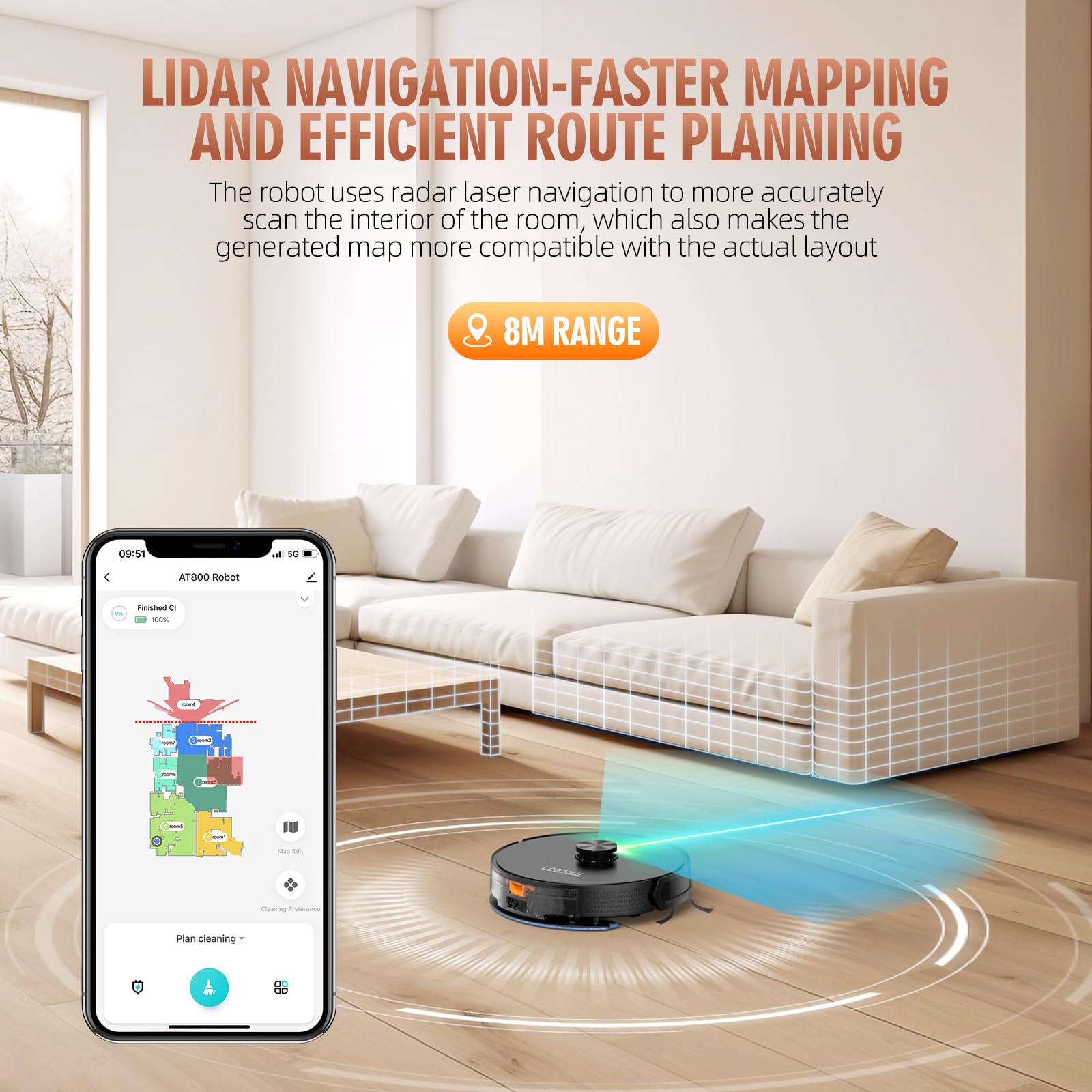 Loorow 3 In 1 Robot Vacuum And Mop Combo, Self Emptying Station For 60 Days, Robotic Vacuum Cleaner With Lidar Navigation & Max