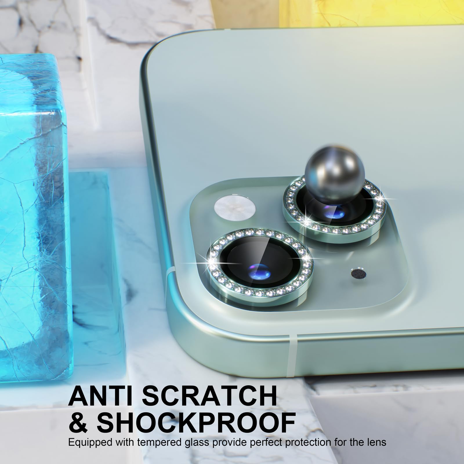 Choiche Compatible For Iphone 15 /Iphone 15 Plus Camera Lens Protector Bling, 9H Tempered Glass Camera Cover Screen Protector Me