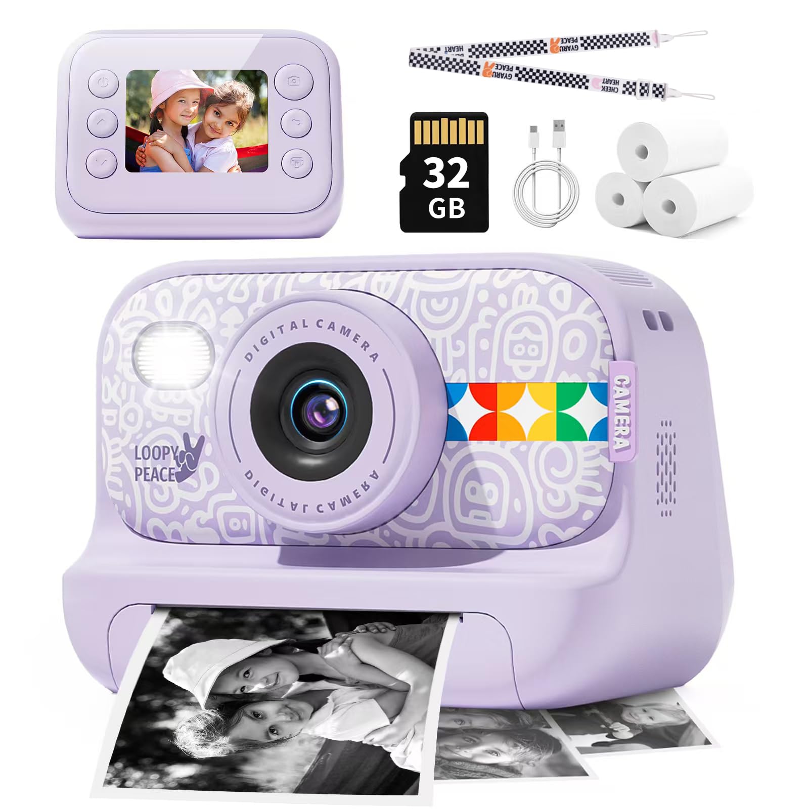 Instant Print Camera For Kids, Christmas Birthday Gifts For Girls Boys Age 3 12, Thermal Printing,1080P Digital Video Portable T