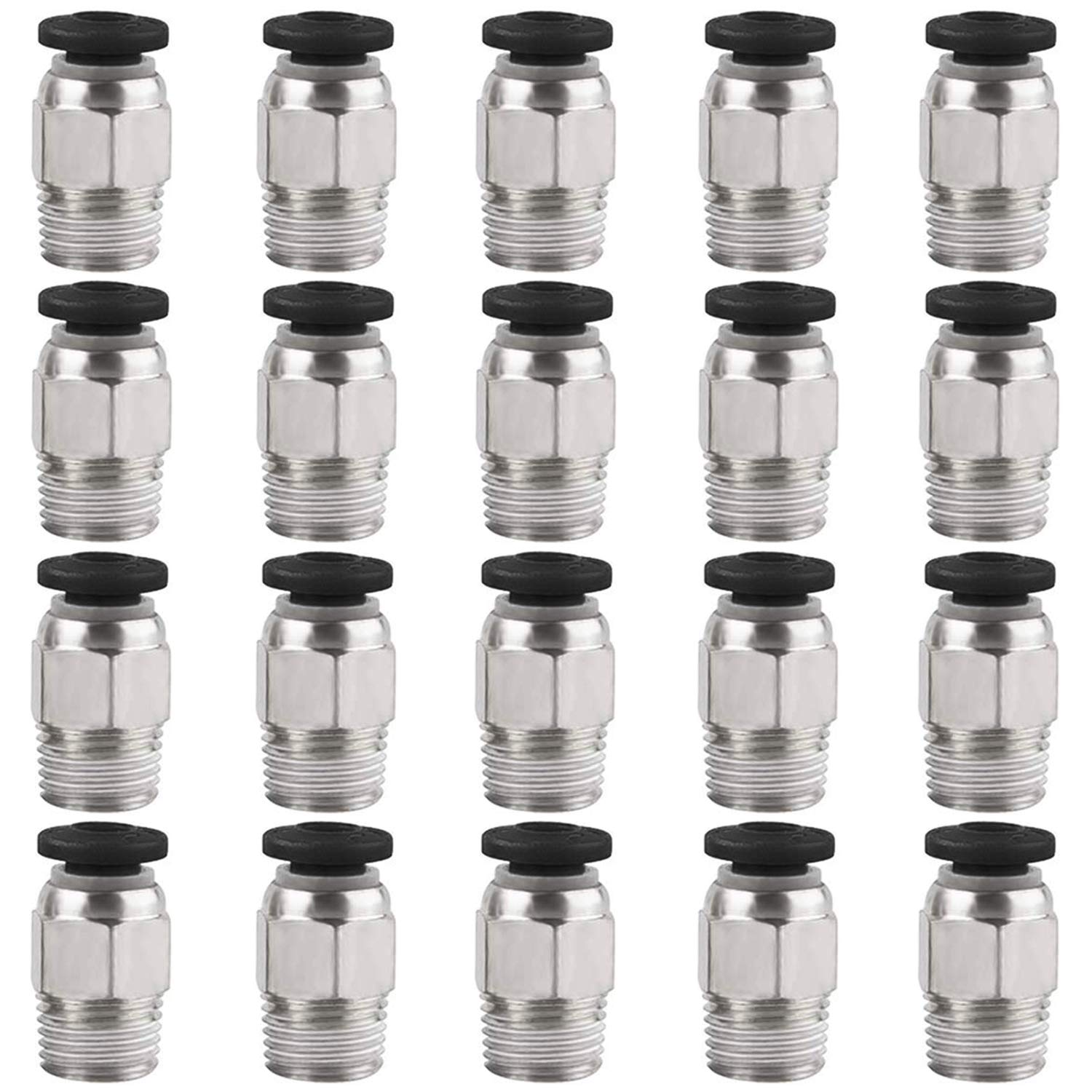 Excelfu 20 Pack Pc4 M10 Male Straight Pneumatic Ptfe Tube Push In Quick Fitting Connector For E3D V6 Long Distance Bowden Extrud