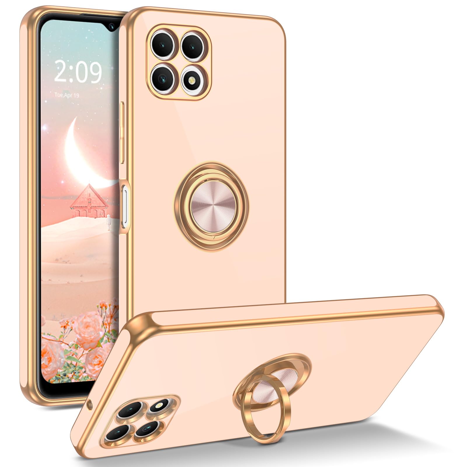 Guagua For T-Mobile Revvl 7 5G Case With 360 Ring Holder Kickstand Magnetic Car Mount Supported Slim Soft Tpu Shockproof Protect