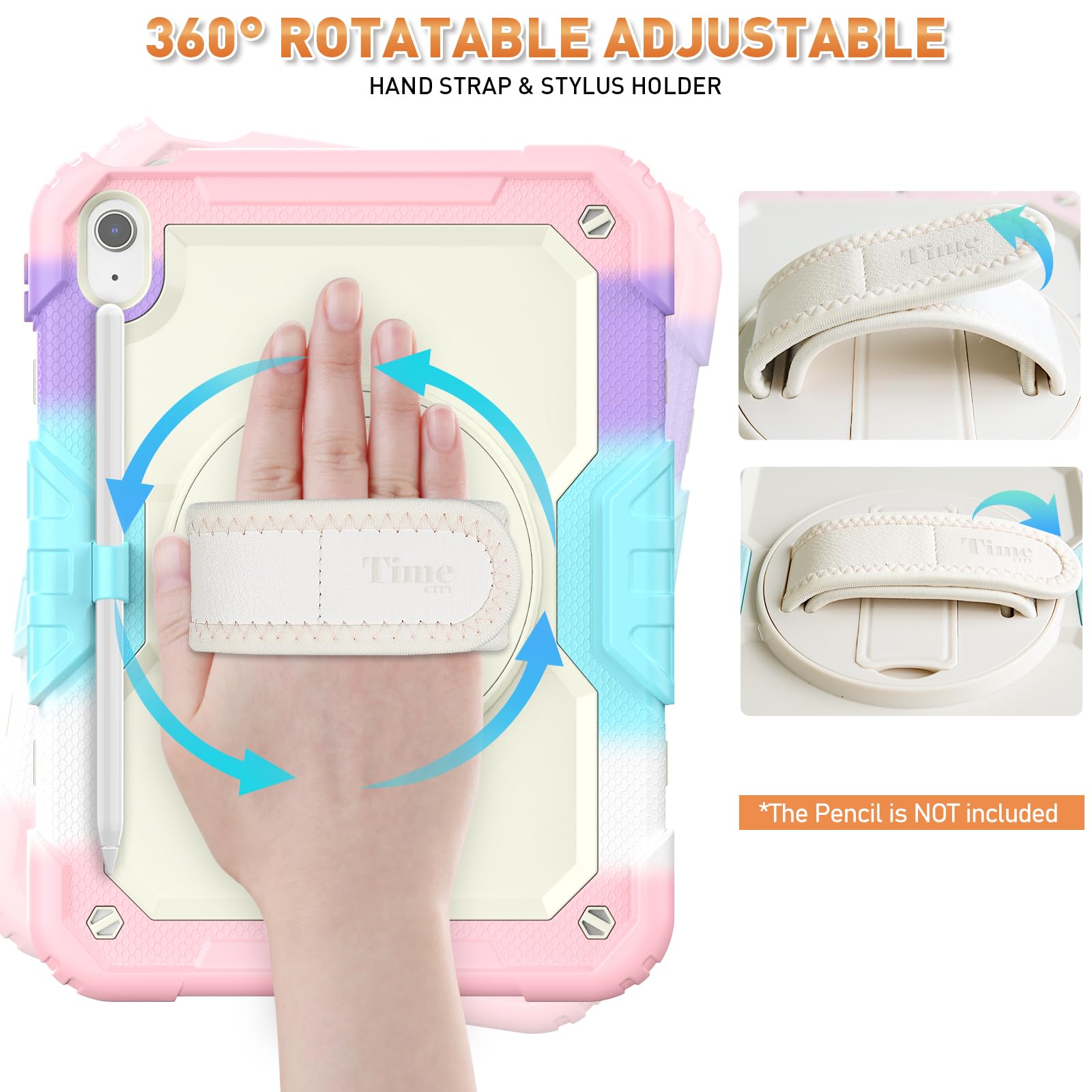 Timecity For Ipad 10Th Generation Case, For Ipad 10.9 Case 2022 2023: With Strong Protection, Screen Protector, 360 Rotating Sta