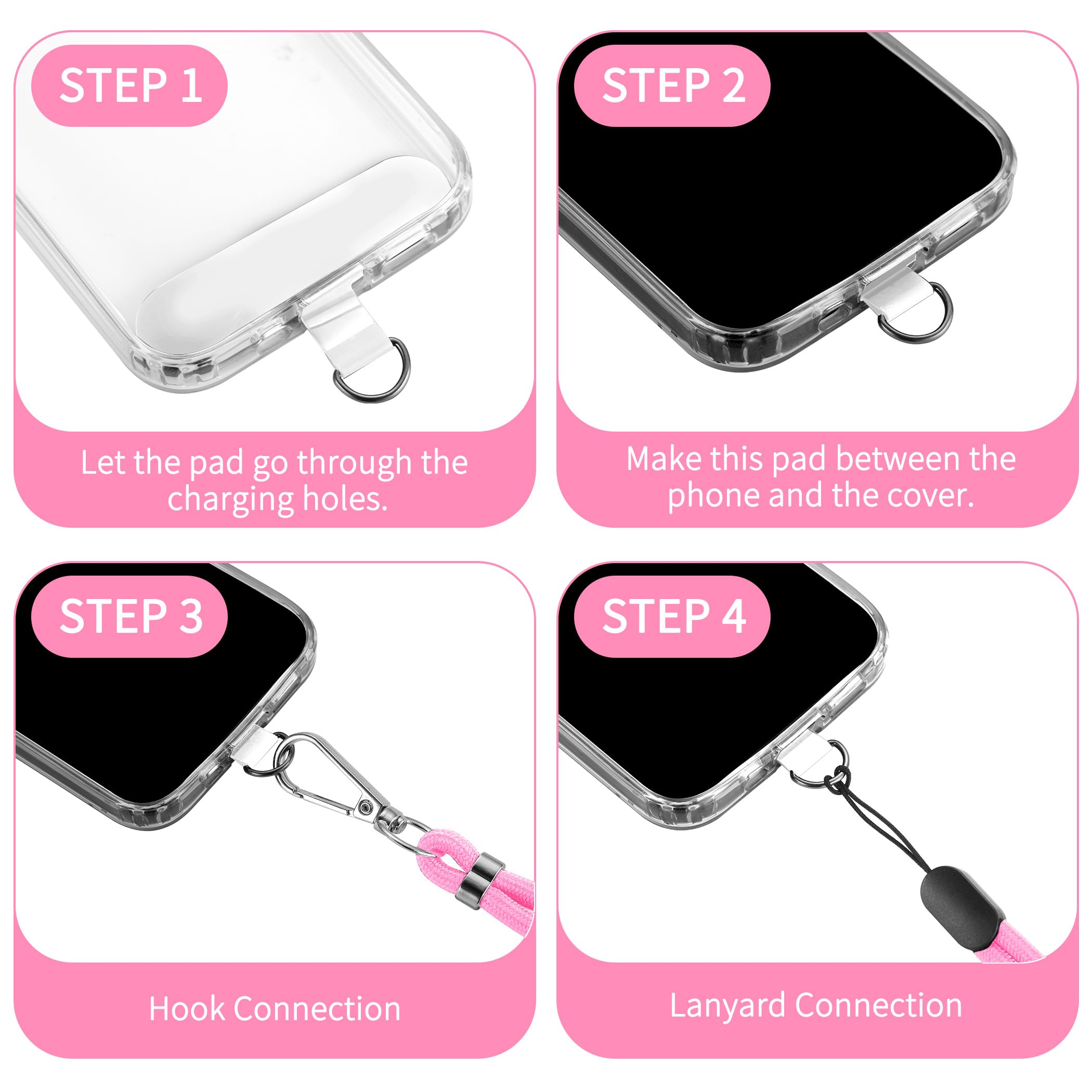 Cacoe Phone Lanyard 2 Pack 1   Adjustable Neck Strap,1   Wrist Strap,3   Pads,Universal Crossbody Cell Phone Lanyards,Multifucti