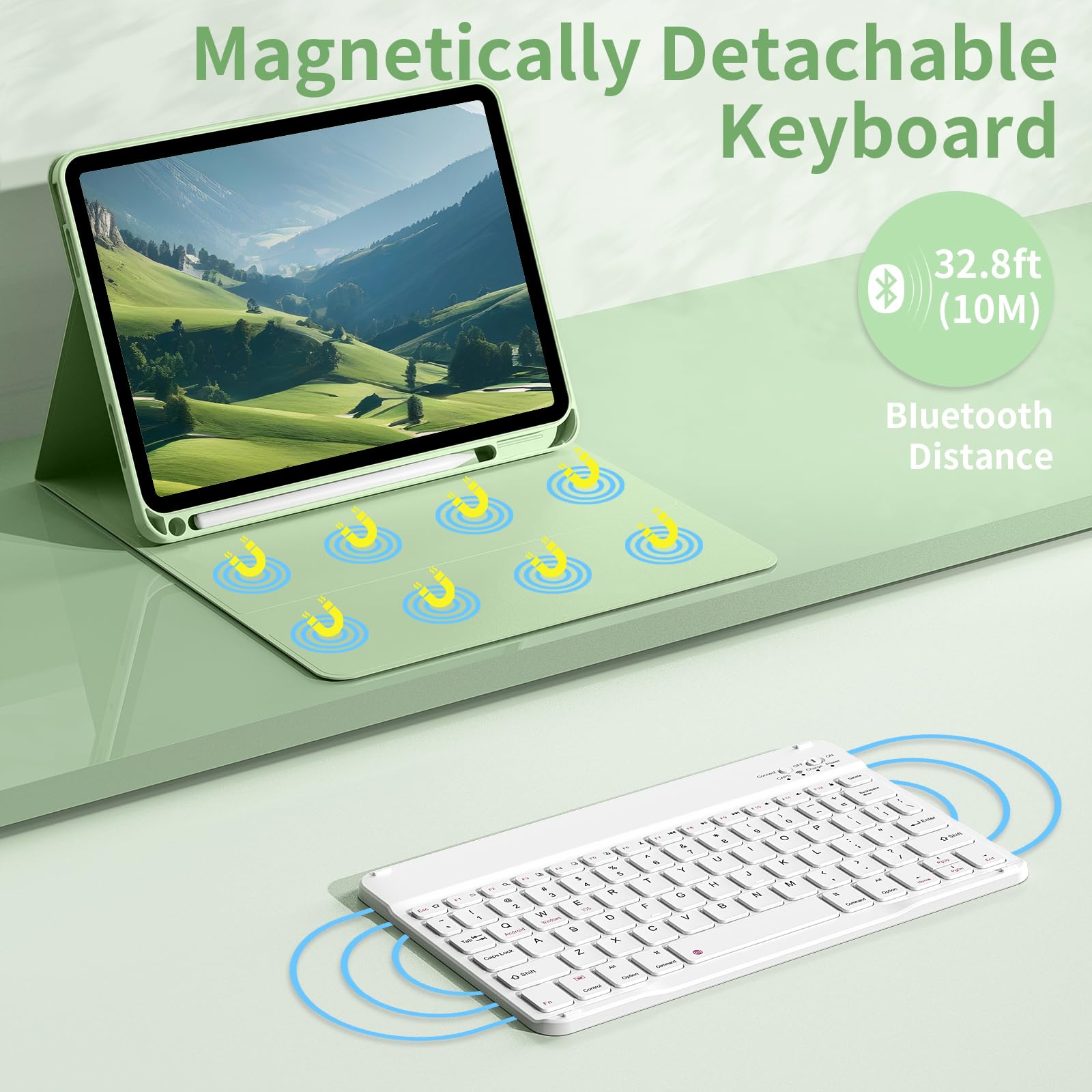 Aoub Keyboard Case For Ipad 10Th Generation 10.9 Inch, Stand Folio Detachable Wireless Bluetooth Rechargeable Keyboard Soft Tpu