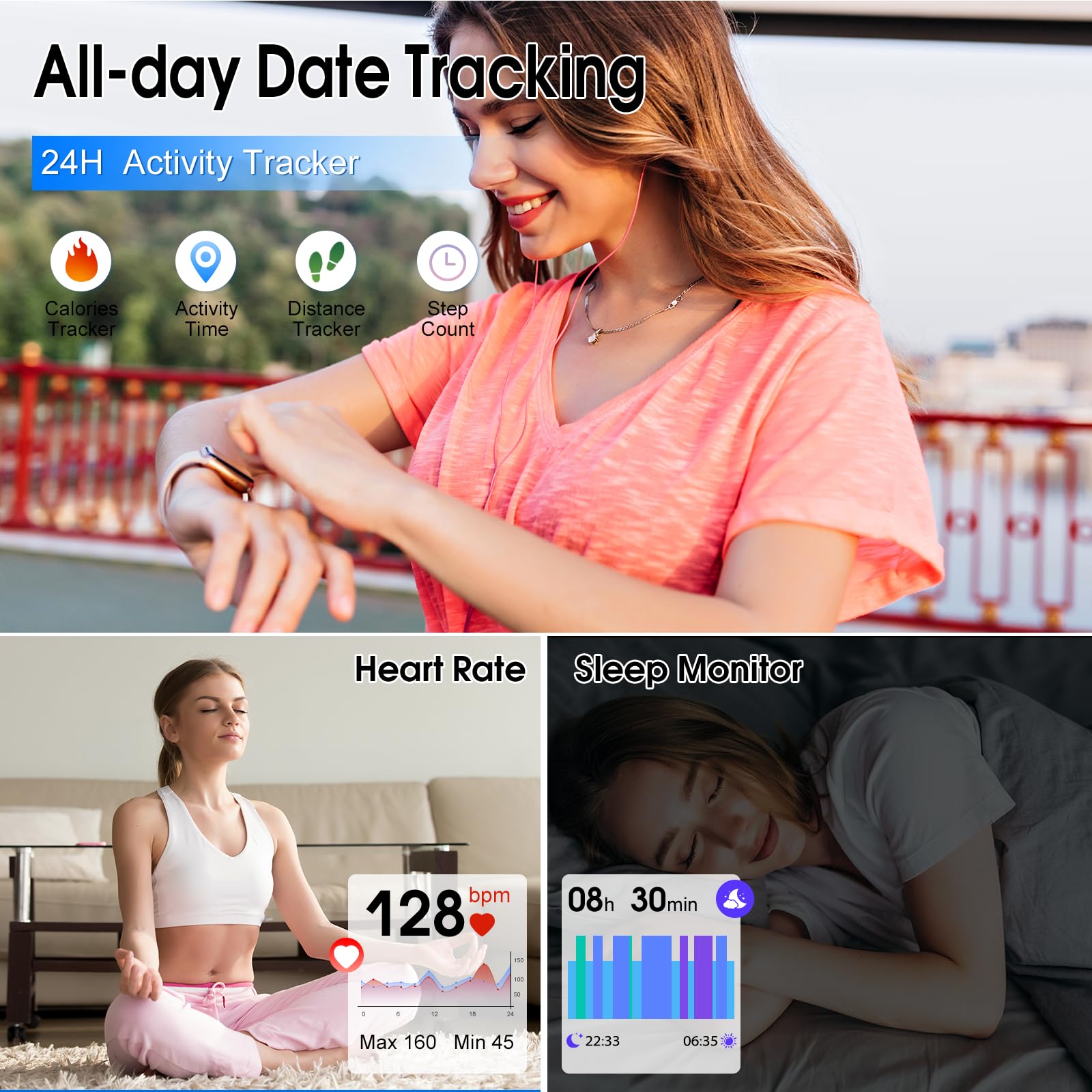 Smart Watch For Women, 1.85'' Hd Smartwatch (Answer/Make Call), 2025 Fitness Activity Tracker, 110+ Sport Modes/Heart Rate/Sleep