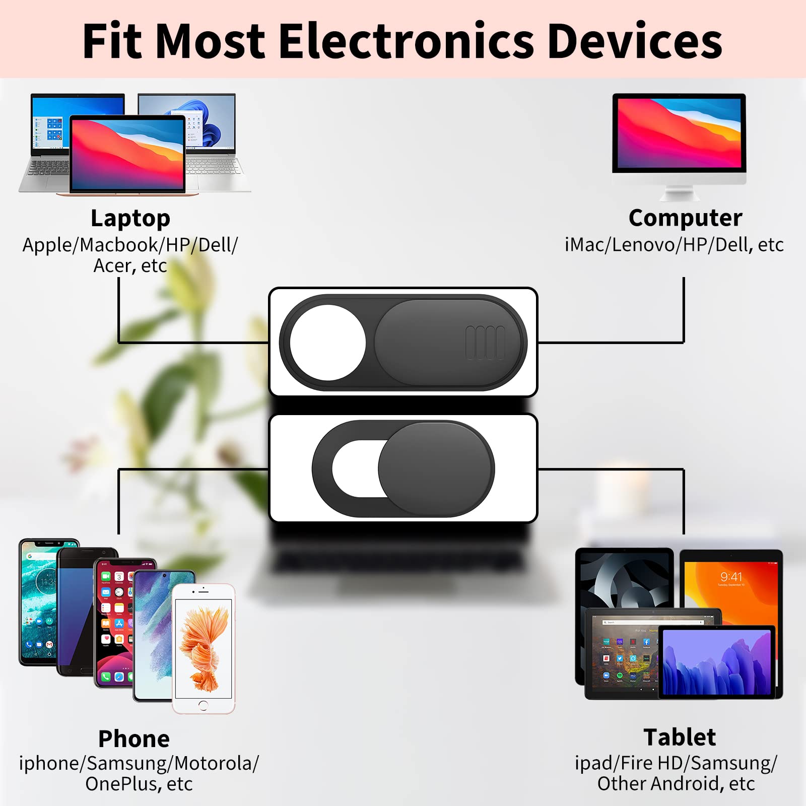 Laptop Camera Cover Slide Cute, Ultra Thin Webcam Cover For Iphone Ipad Macbook Pro Computer Imac Cell Phone Pc Accessories, Cam