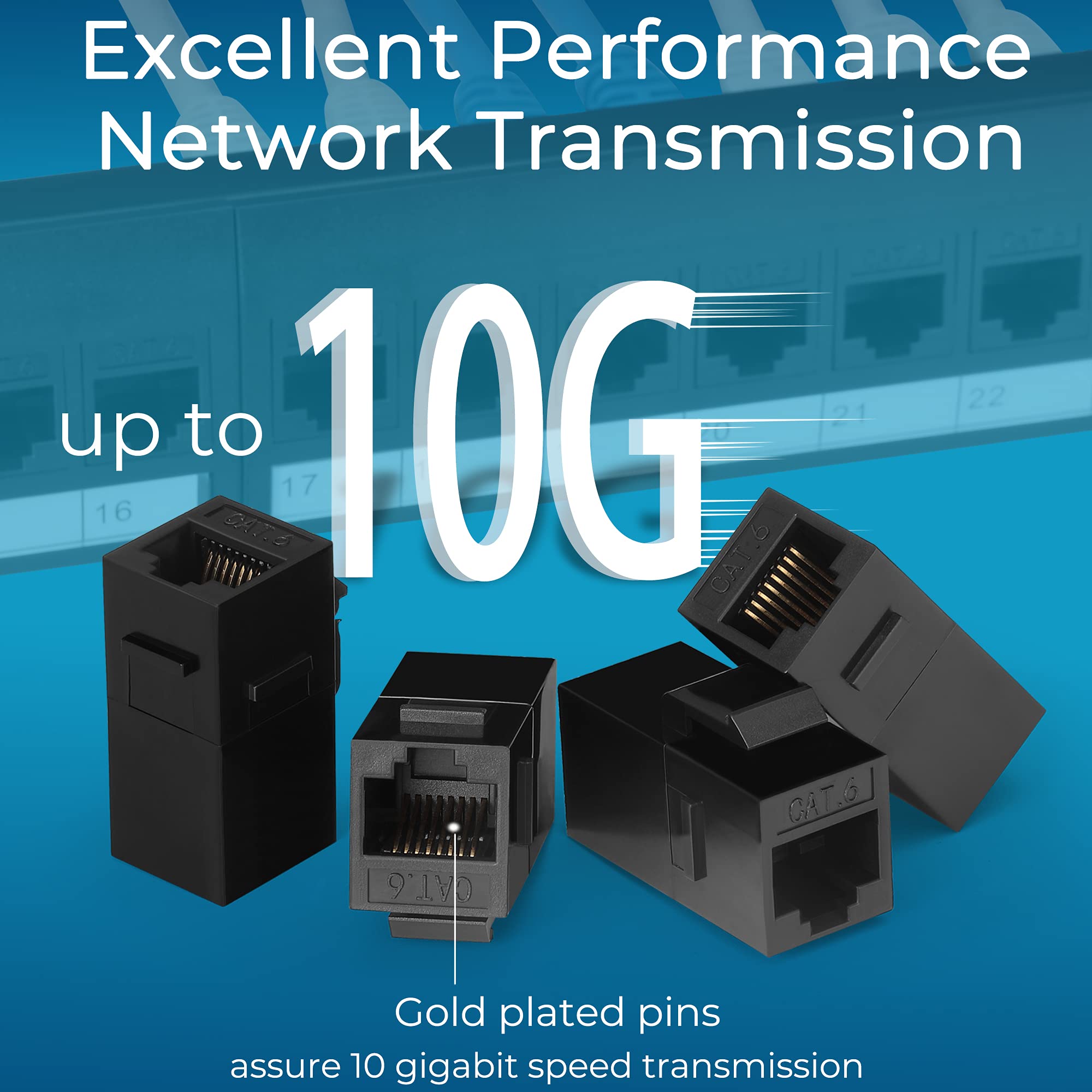 Rapink Patch Panel 24 Port Cat6 With Inline Keystone 10G Support, Pass Thru Coupler Utp 19 Inch With Removable Back Bar, 1U Netw