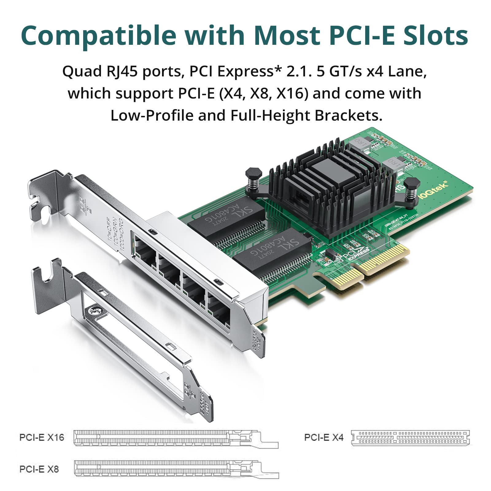 4 Port Gigabit Nic For Intel I350 T4 With Low Profile, Gigabit Ethernet Network Adapter Card With Intel I350 Am4 Controller, Sup