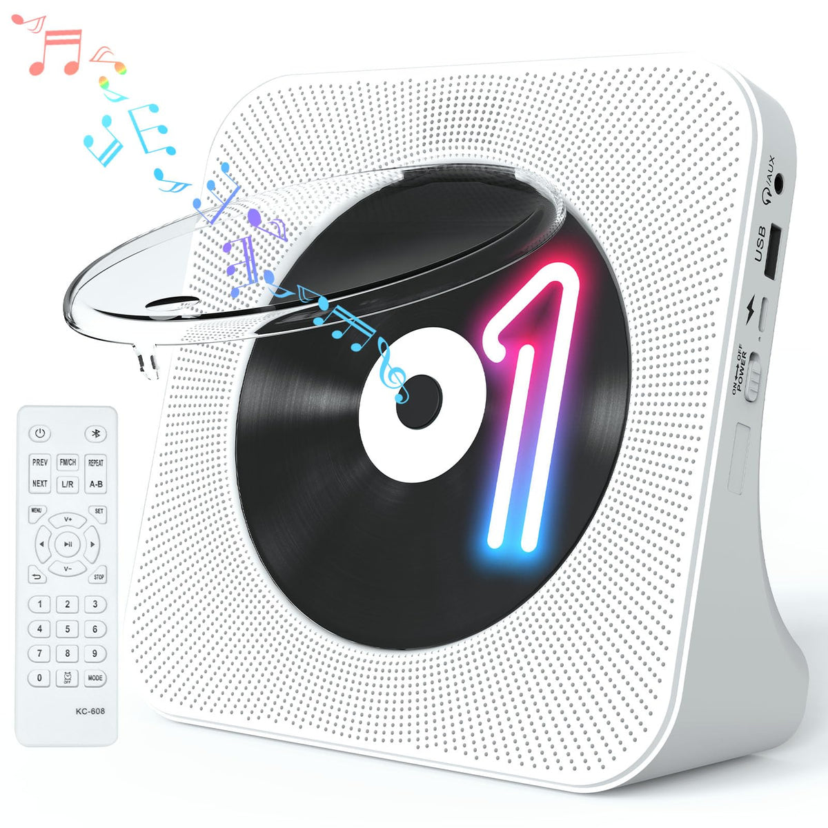Desktop Cd Player Portable With Bluetooth   Jimwey Cd Player For Home With Hifi Speakers, Fm Radio, Remote Control, Led Screen D
