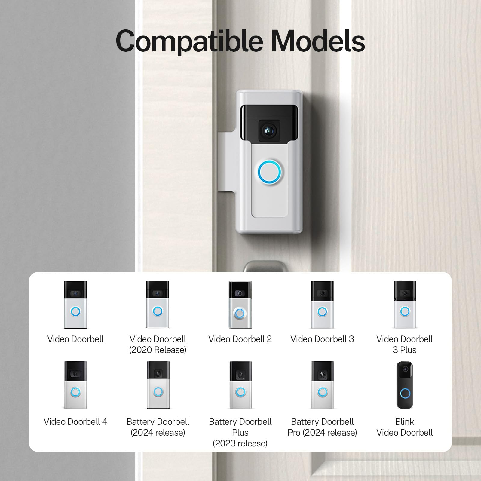 Kimilar All Metal Anti Theft Video Doorbell Mount Compatible With Ring/Blink Wireless Video Doorbell, Not Block Doorbell Motion