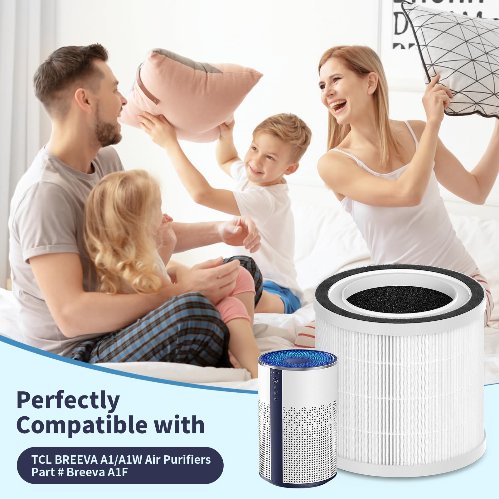 Breabetter Breeva A1 True Hepa Replacement Filter Compatible With Tcl Purifier Breeva A1/A1W, Part # Breeva A1F(4 Pack)