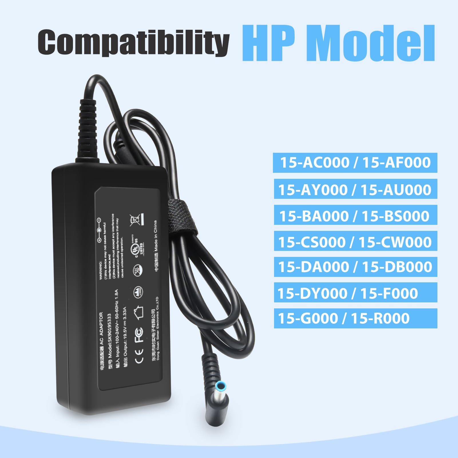 45W 65W Laptop Charger Ac Adapter Power Suppy For Hp 15 Da 15 Db 15 Da0Xxx 15 Db0Xxx 15 Da0012Dx 15 Da0014Dx 15 Da0032Wm 15 Da00