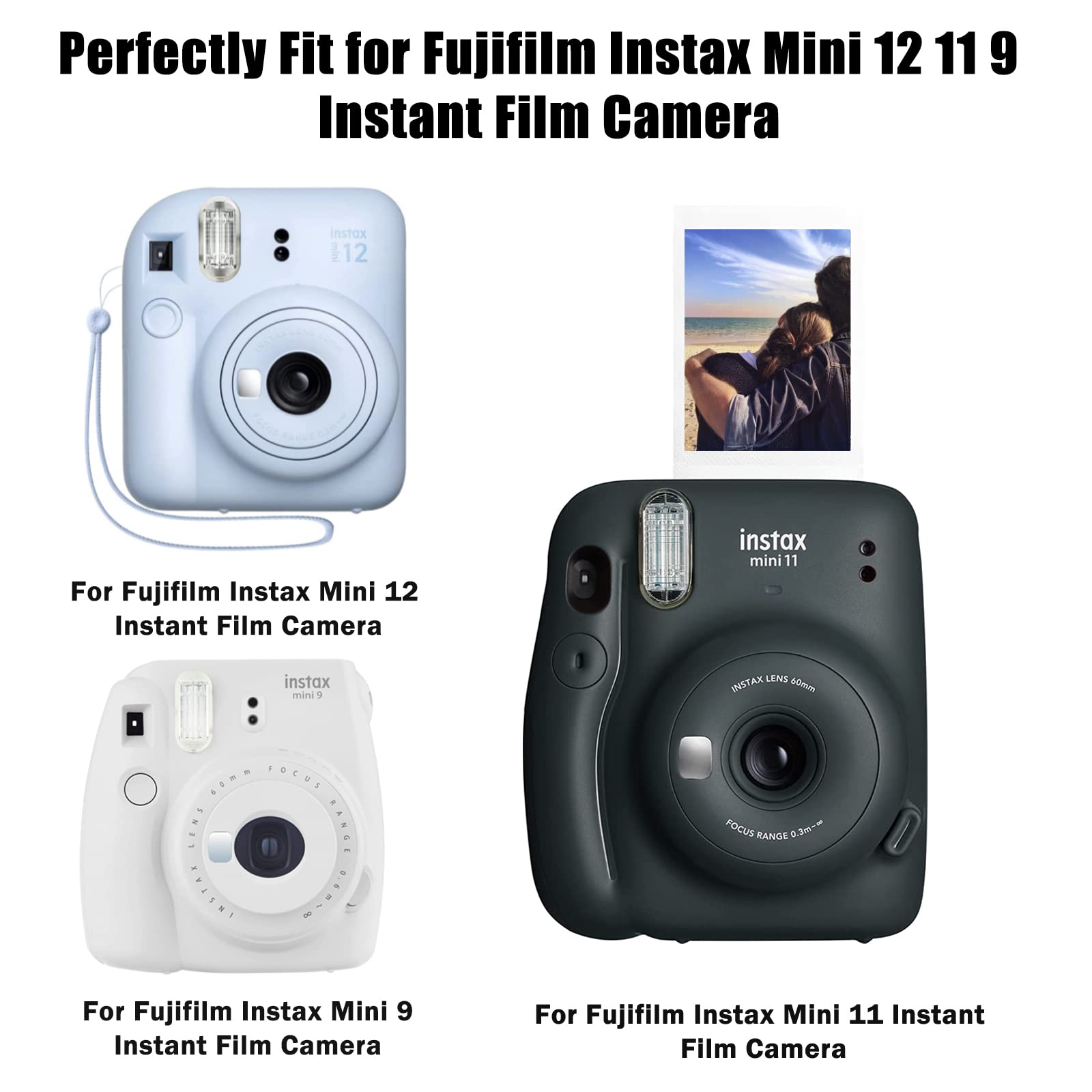 Protective Case For Fujifilm Instax Mini 11 12 9 Instant Camera, Premium Pu Leather Bag Cover With Removable Strap, Camera Case