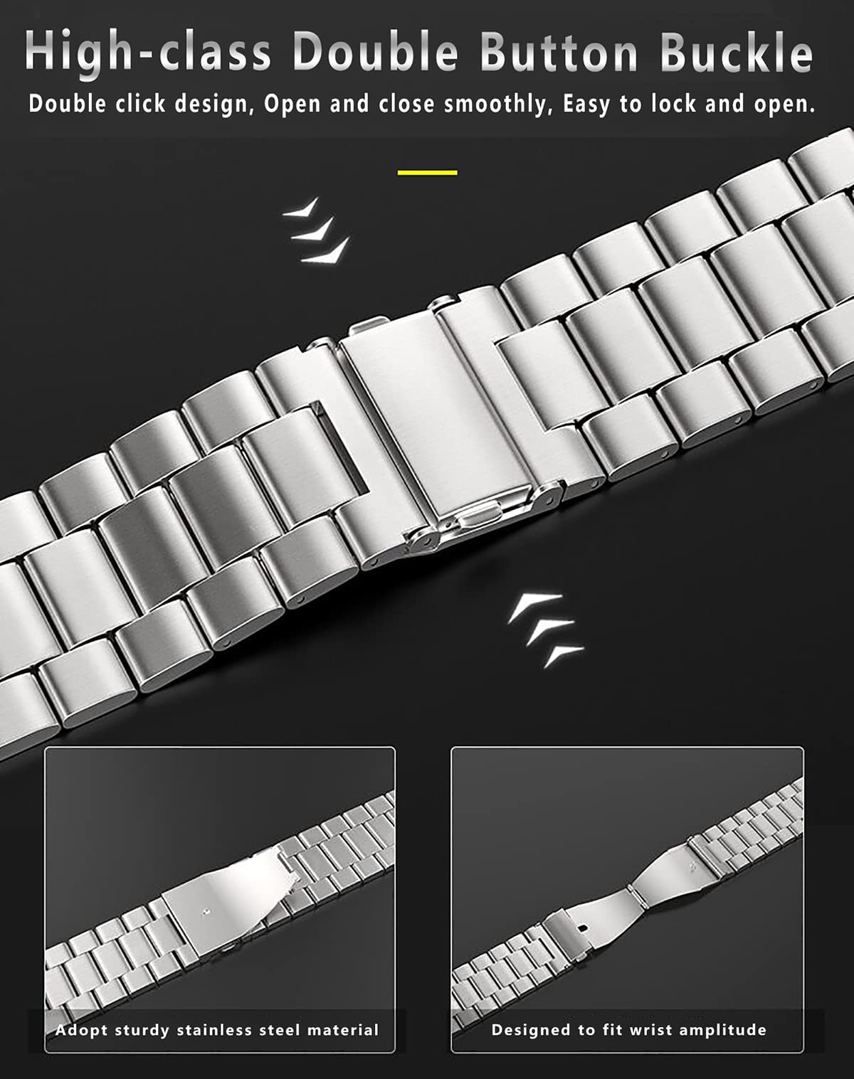 Olytop Galaxy Watch 4/6 Classic 47/46/43/42Mm & Watch 4/5/6 Bands 44Mm 40Mm, Galaxy Watch 5 Bands Pro 45Mm, 20Mm Metal Stainless