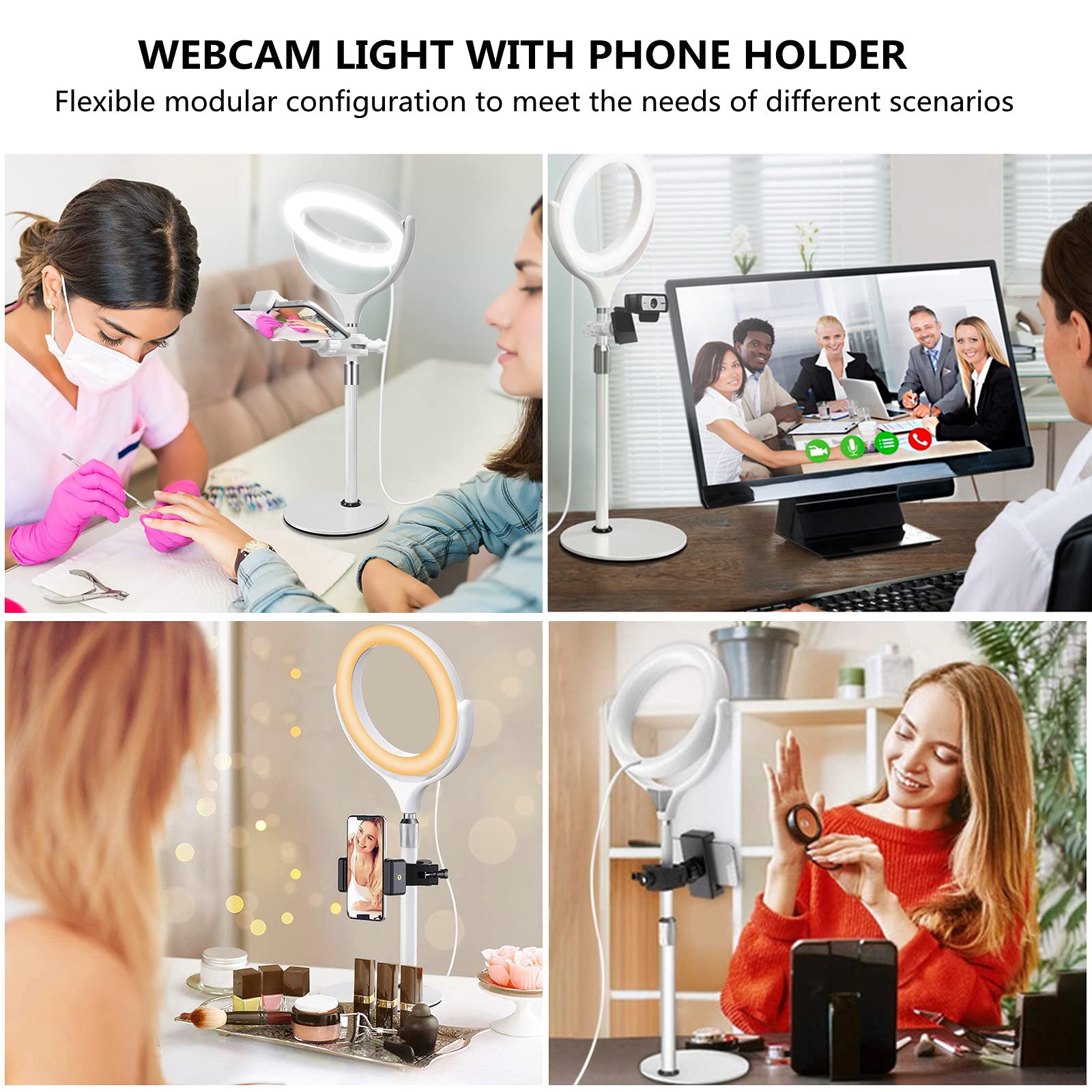 Desktop Ring Light With Stand For Computer Video Conference Lighting, Zoom Light, Online Virtual Meeting, Video Call, Selfie Lig