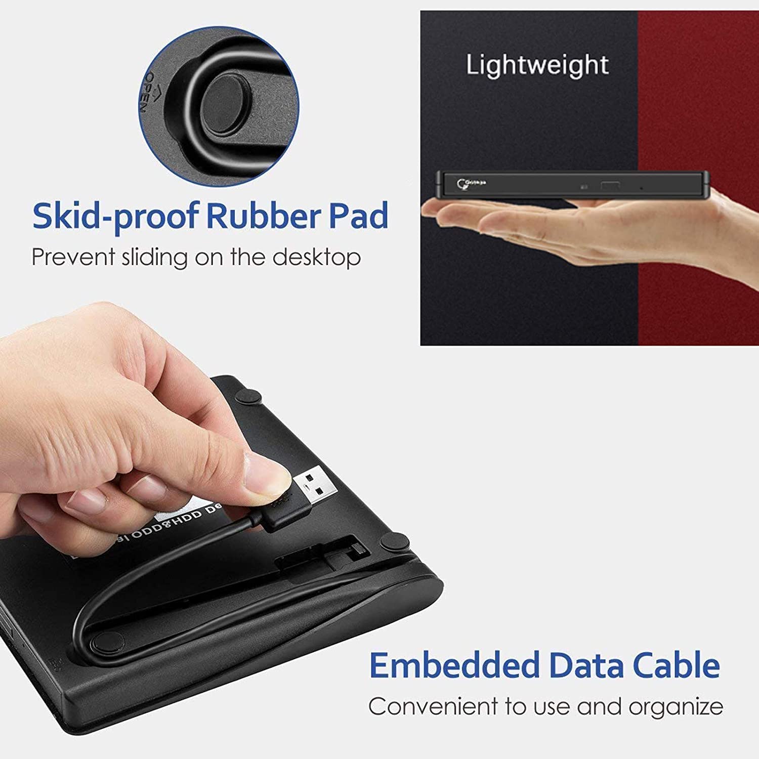 Gotega External Dvd Drive, Usb 3.0 Portable +/ Rw , Dvd Player For Cd Rom Burner Compatible With Laptop Desktop Pc Windows Linux