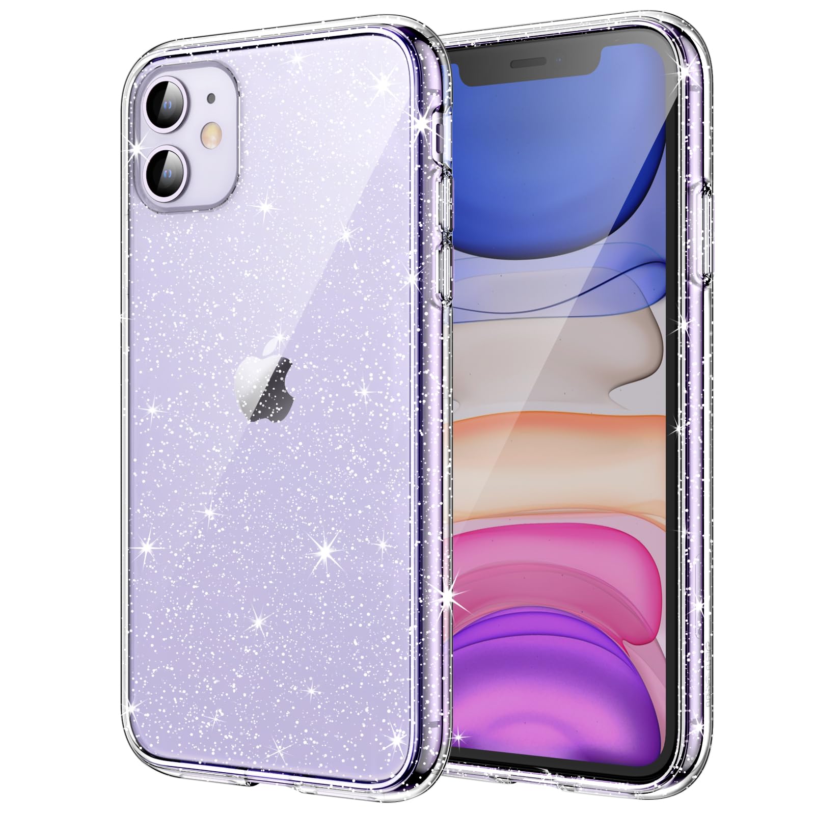 JETech Glitter Case for iPhone 11, 6.1-Inch, Bling Sparkle Shockproof Phone Bumper Cover, Cute Sparkly for Women and Girls (Clea