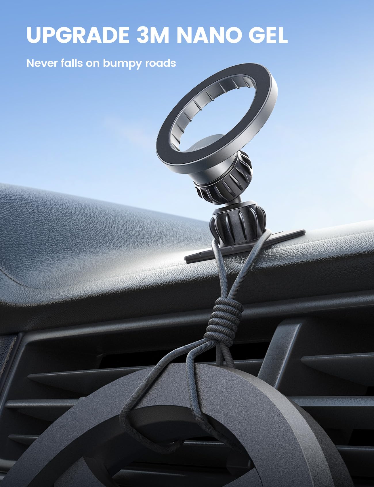 Lamicall For Magsafe Car Mount - [20X N55 Magnets] Magnetic Phone Holder For Your Car Dashboard Vent Car Mount Silver