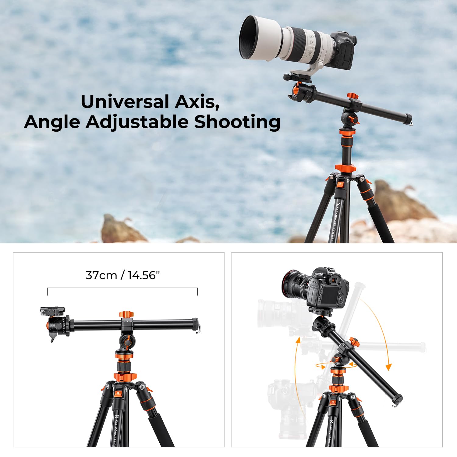 K&F Concept 78 Inch Dslr Camera Tripods With Magnesium Alloy Rotatable Multi-Angle Center Column,Load Capacity Up To 22Lbs/10Kg
