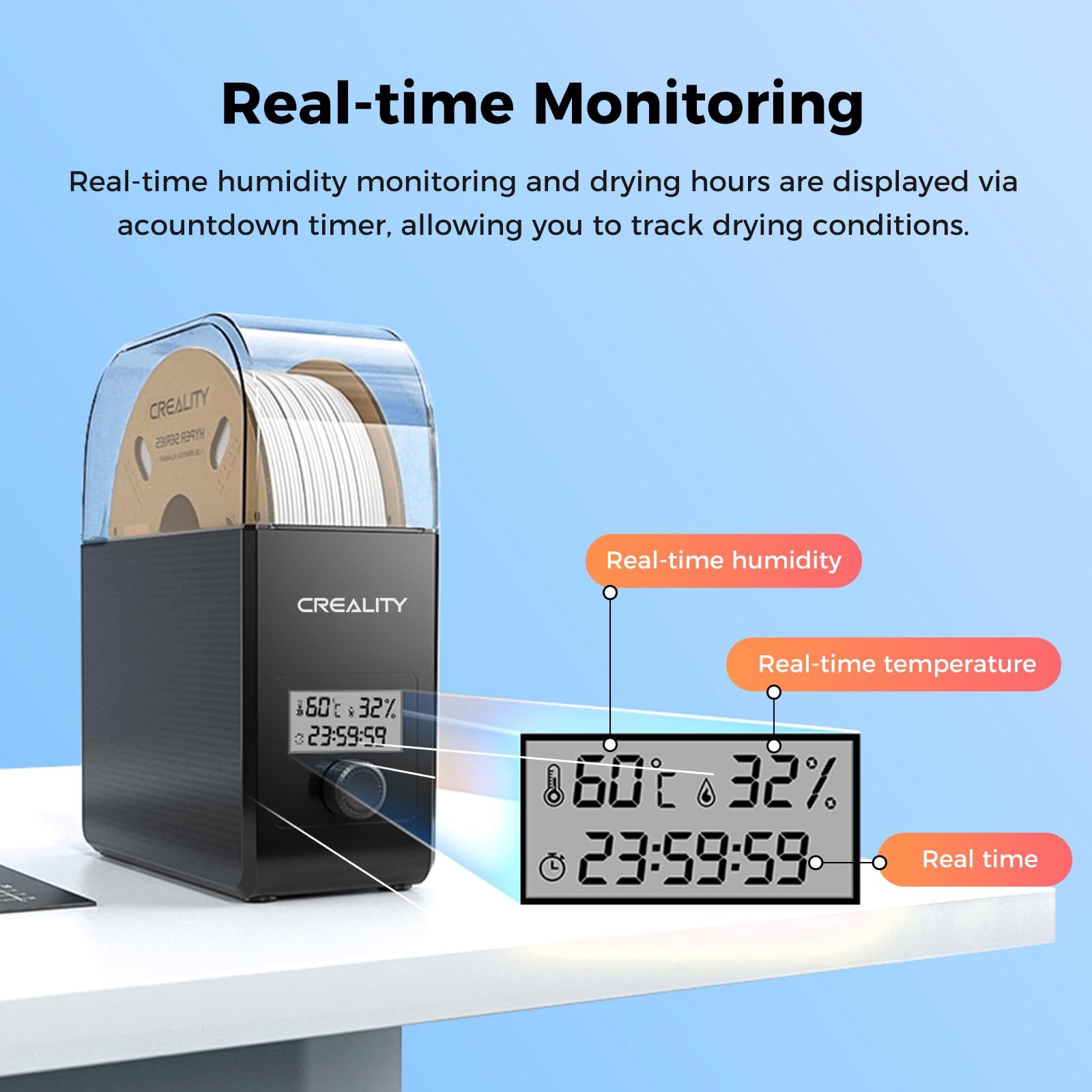 2025 Creality Filament Dryer Box Pro, Upgrade 3D Printer Filament Dryer Box With Fan, 360 Heating Filament Dehydrator Storage Bo