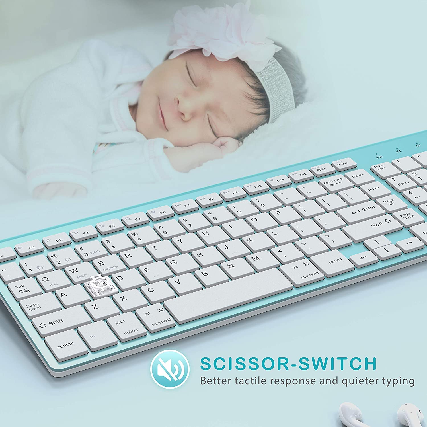 J Joyaccess Bluetooth Wireless Keyboard, Mac Compatible Keyboard, Multi Device Wireless Keyboard For Laptop, Android, Windows, I