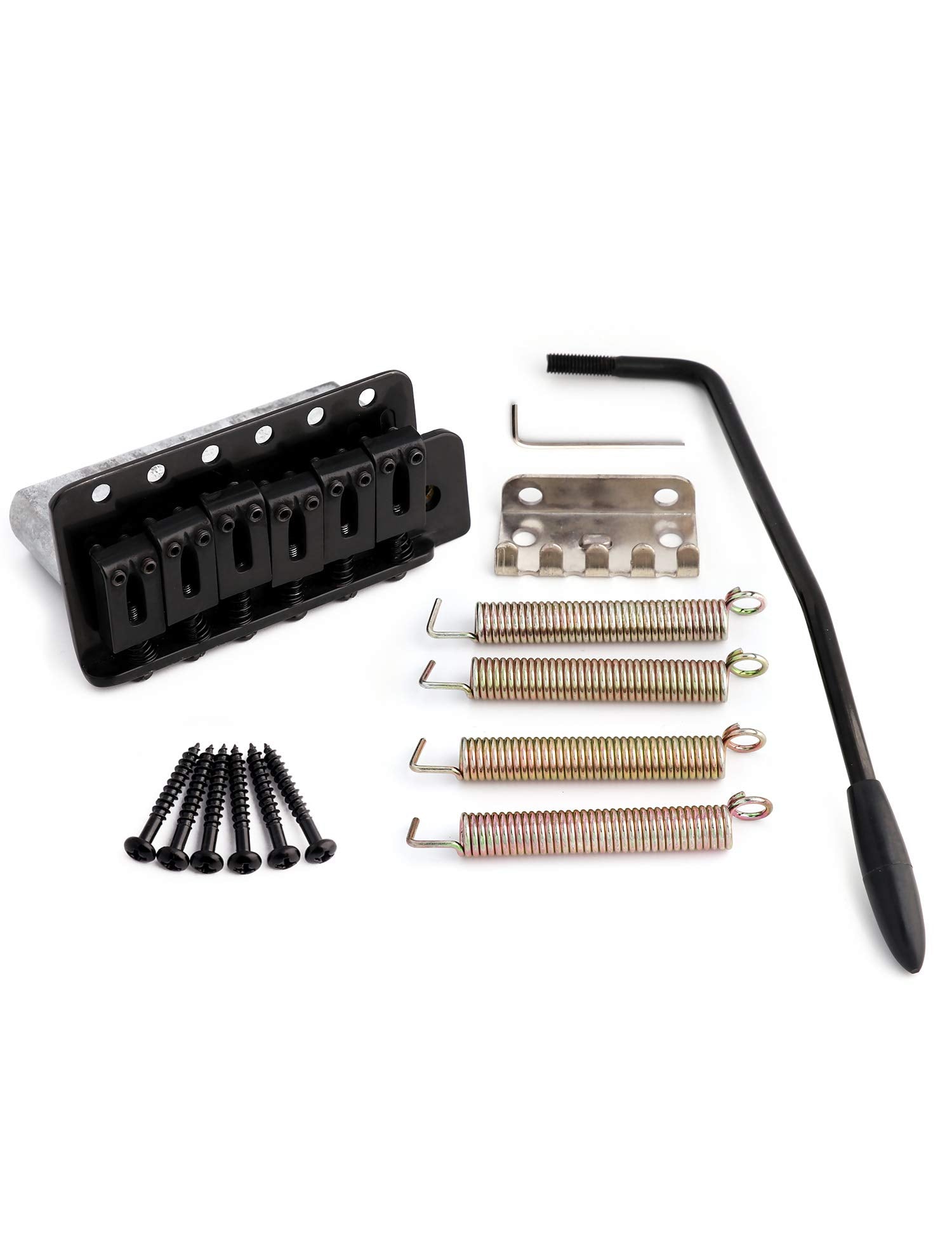 Metallor 6 String Electric Guitar Tremolo Bridge Zinc Saddles For Fender Strat Squier Style Guitar With Whammy Bar Black.