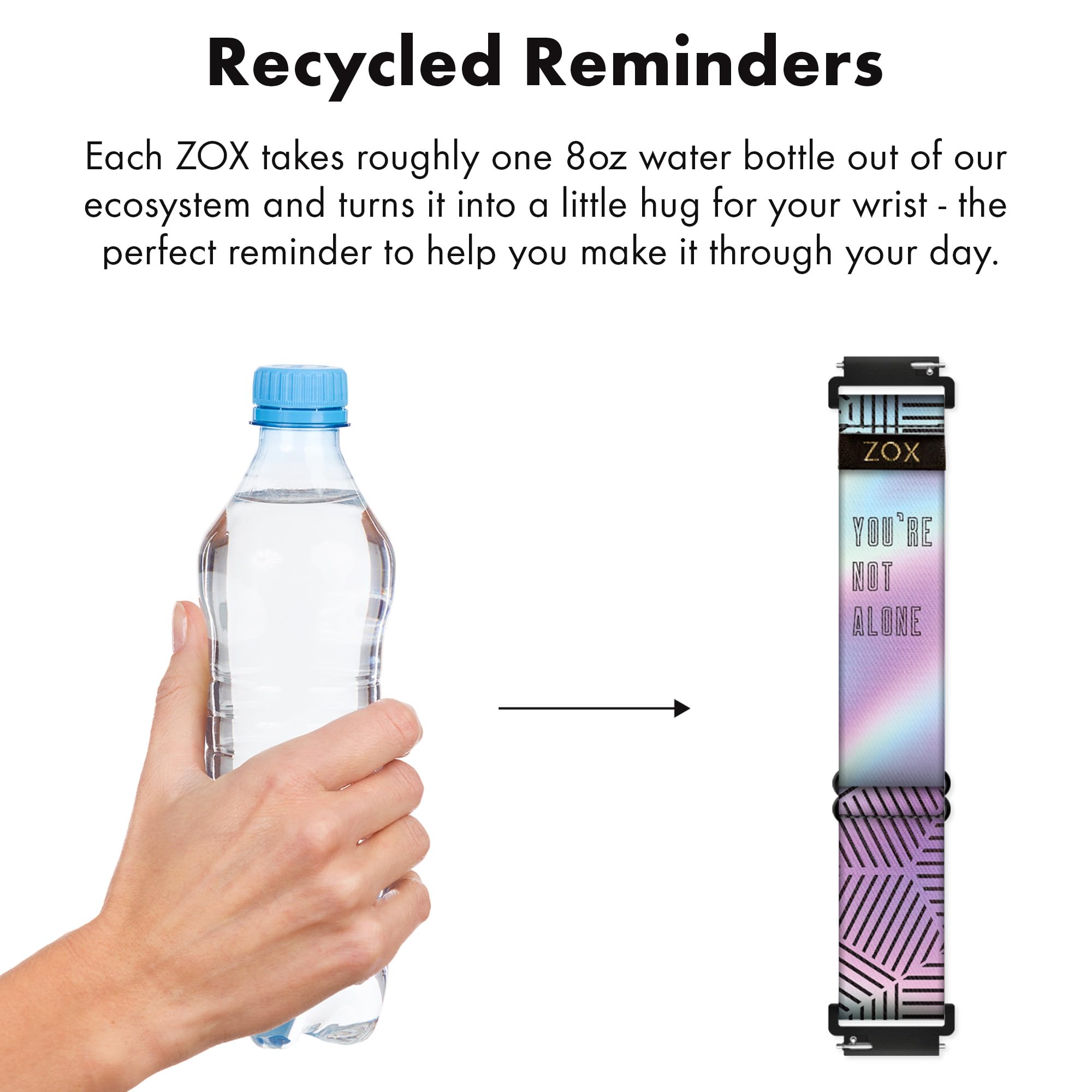 Zox Android Smart Watch Band - You 'Re Not Alone | Soft, Adjustable Elastic Band With Motivational Affirmations And Beautiful Ar