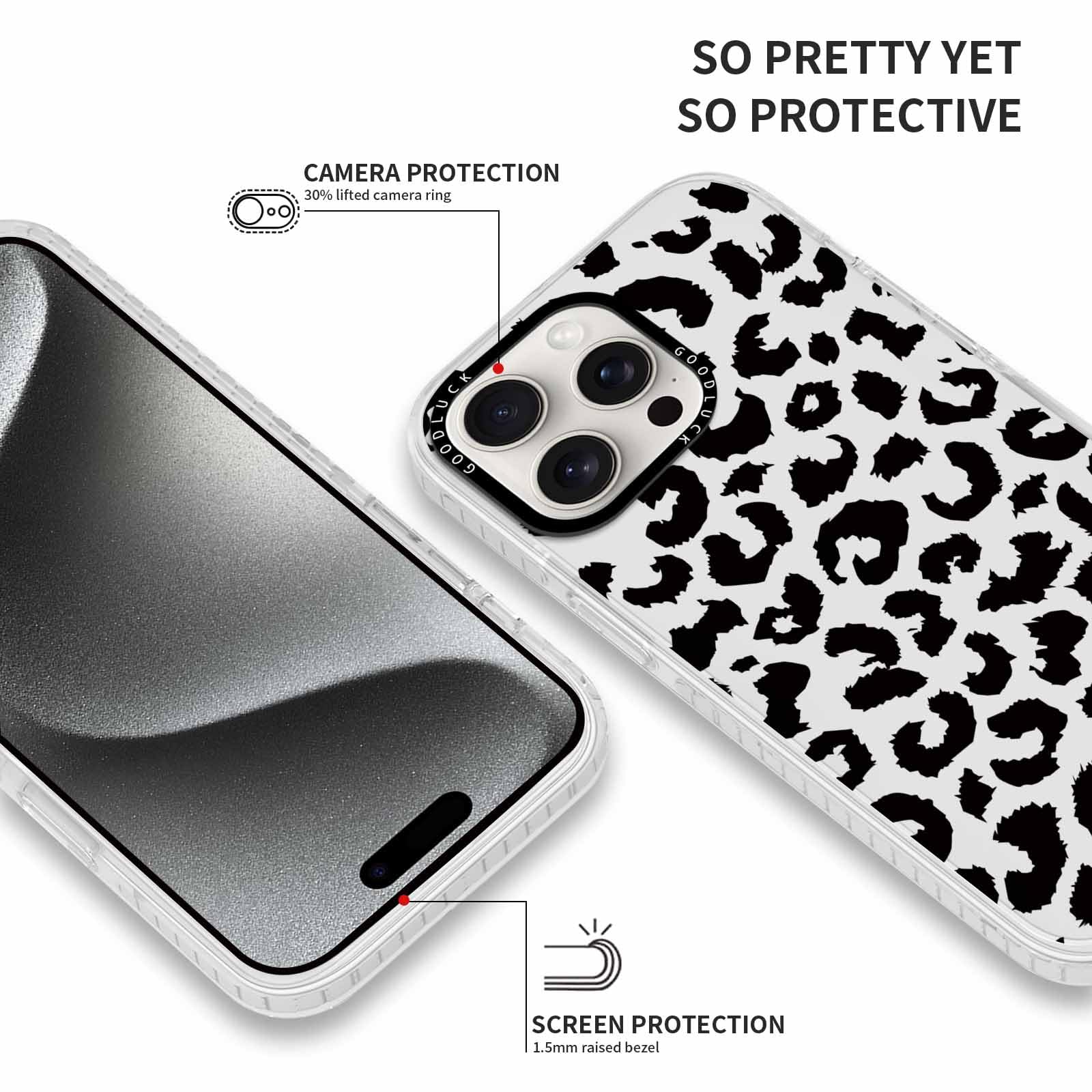 Rumdey 2 Pack Cute Clear Leopard Cases For Iphone 16 Pro Max 6.9'' Phone Case, Cheetah Print Design Cases Soft Silicone Slim Tpu
