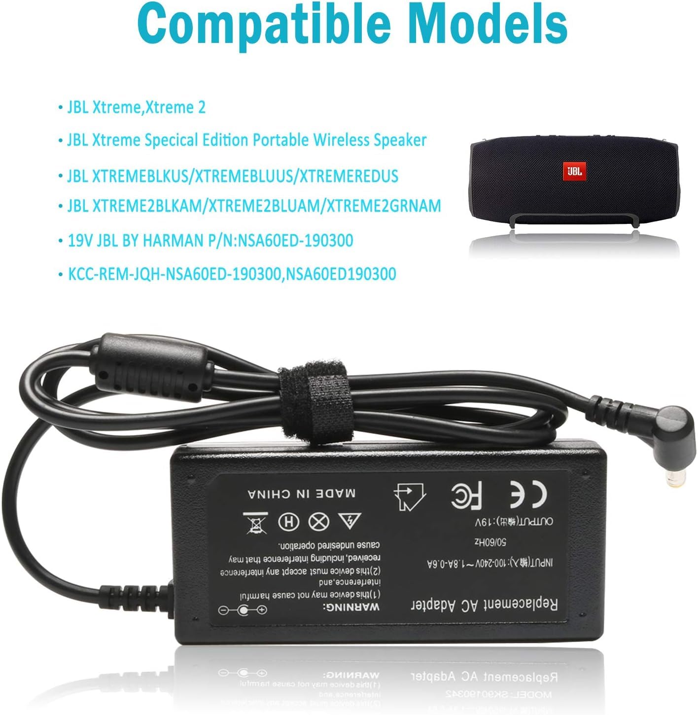 19V Charger For Jbl Xtreme, Xtreme 2, Xtreme Portable, Extreme, Extreme 2, Jbl Boombox 1 2 Wireless Bluetooth Boost Tv Speaker Charger Power Cord