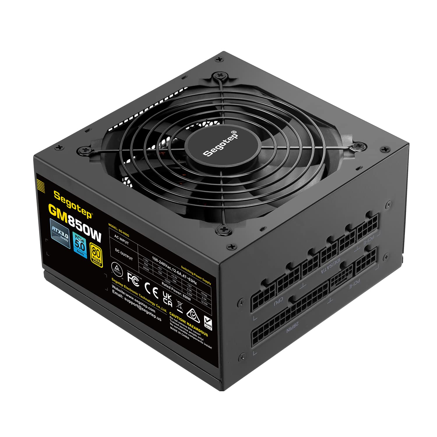 Segotep Gm850 Power Supply 850W, Pcie 5.0 & Atx 3.0 Full Modular 80 Plus Gold Certified Gaming Psu For Nvidia Rtx 20/30/40 Serie