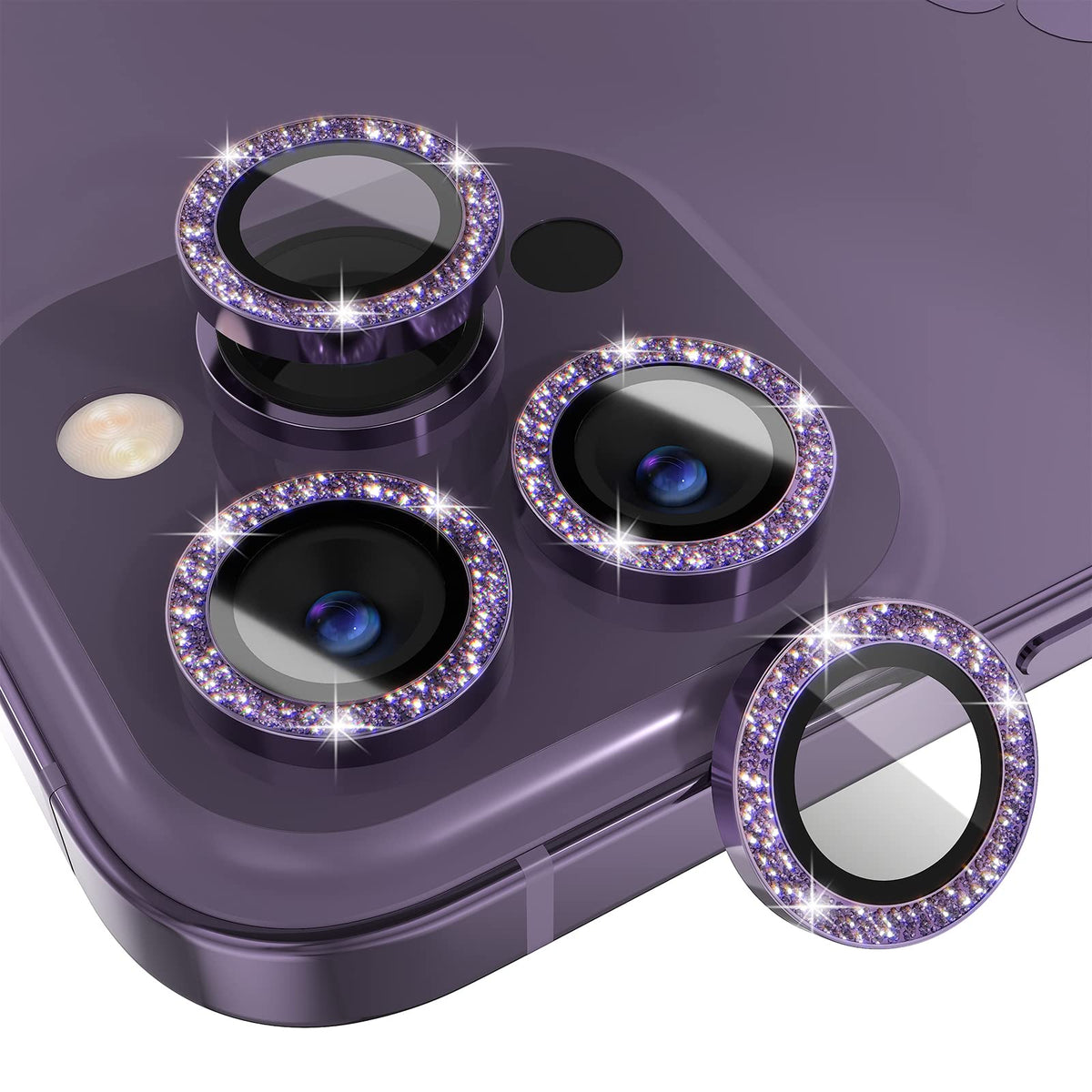 [3+1] Choiche For Iphone 14 Pro/Iphone 14 Pro Max Camera Lens Protector Bling, 9H Tempered Glass Camera Cover Screen Protector M