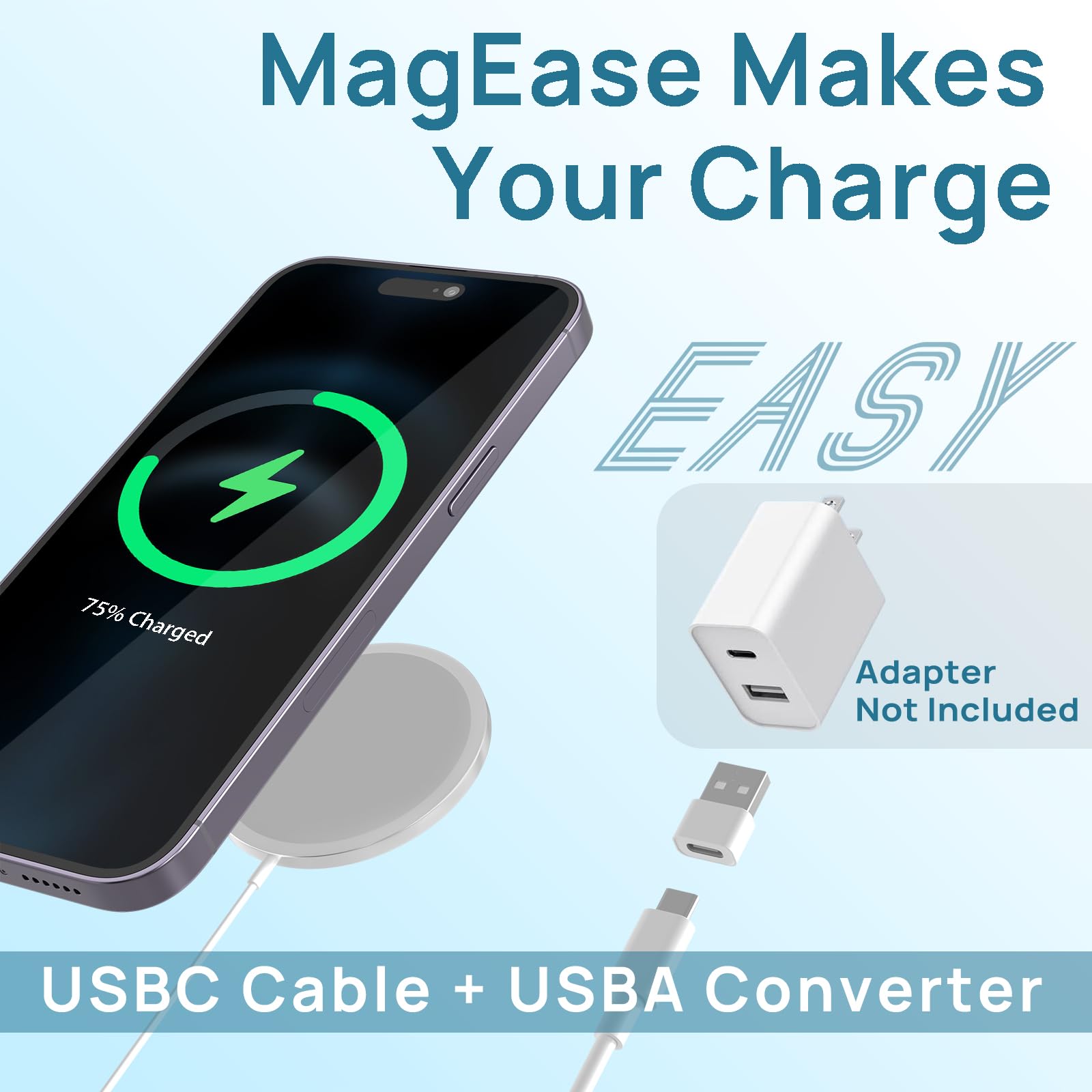 Magnetic Wireless Charger,Magease 15W Wireless Charger Magnetic Compatible With Iphone 16 15 14 13 12 Series And Airpods 3/2/Pro