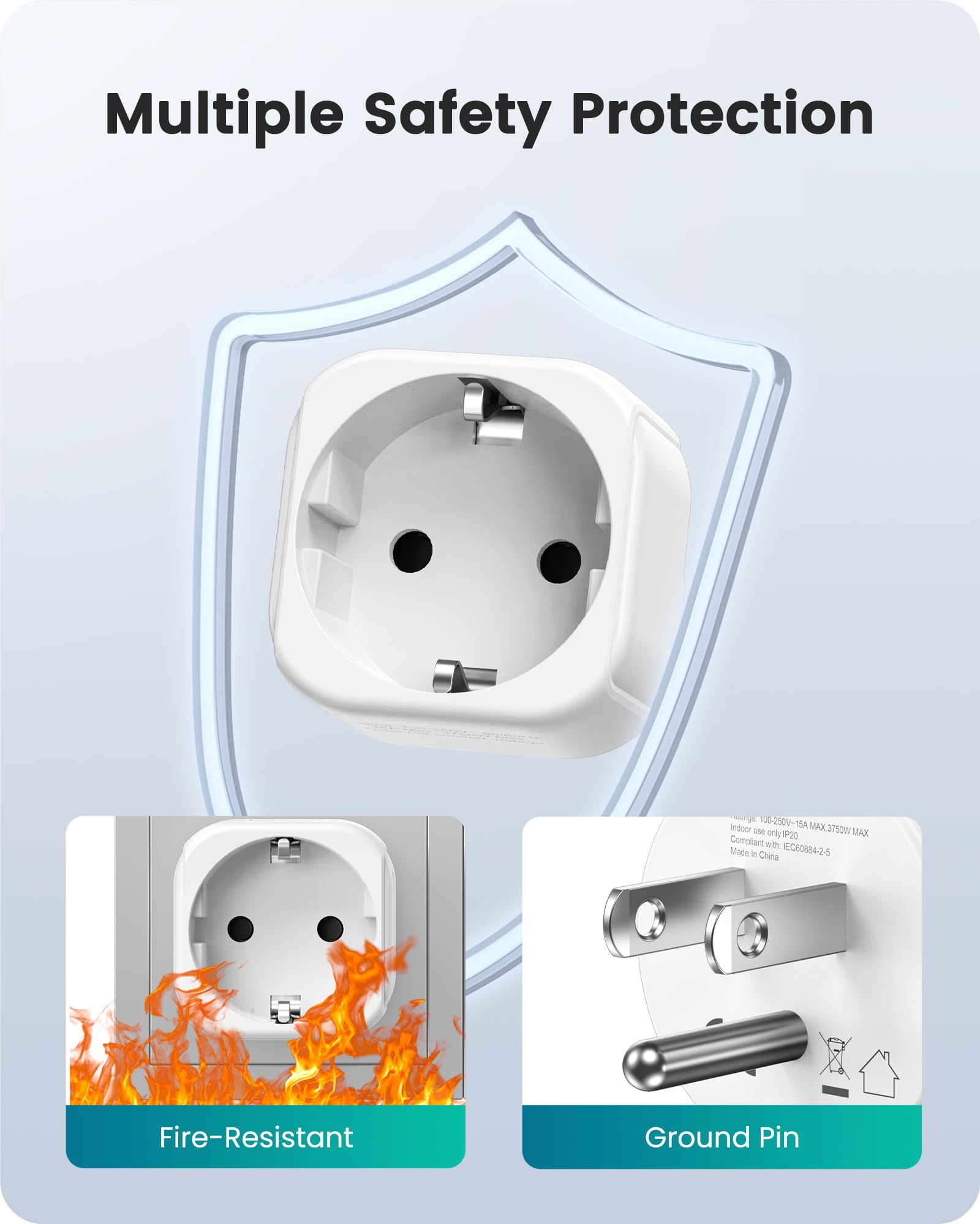 Lencent Europe To Us Plug Adapter, European To Usa Adapter, American Outlet Plug Adapter, Eu To Us Adapter, Europe To Usa Travel