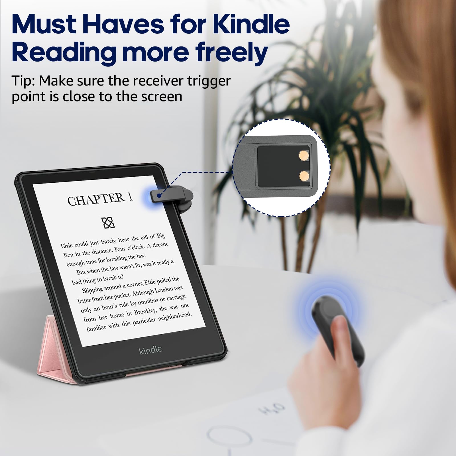 Datafy Remote Control Page Turner For Kindle Paperwhite Oasis Kobo Ereaders, Camera Camcorder Remote Controls, Page Turner Click