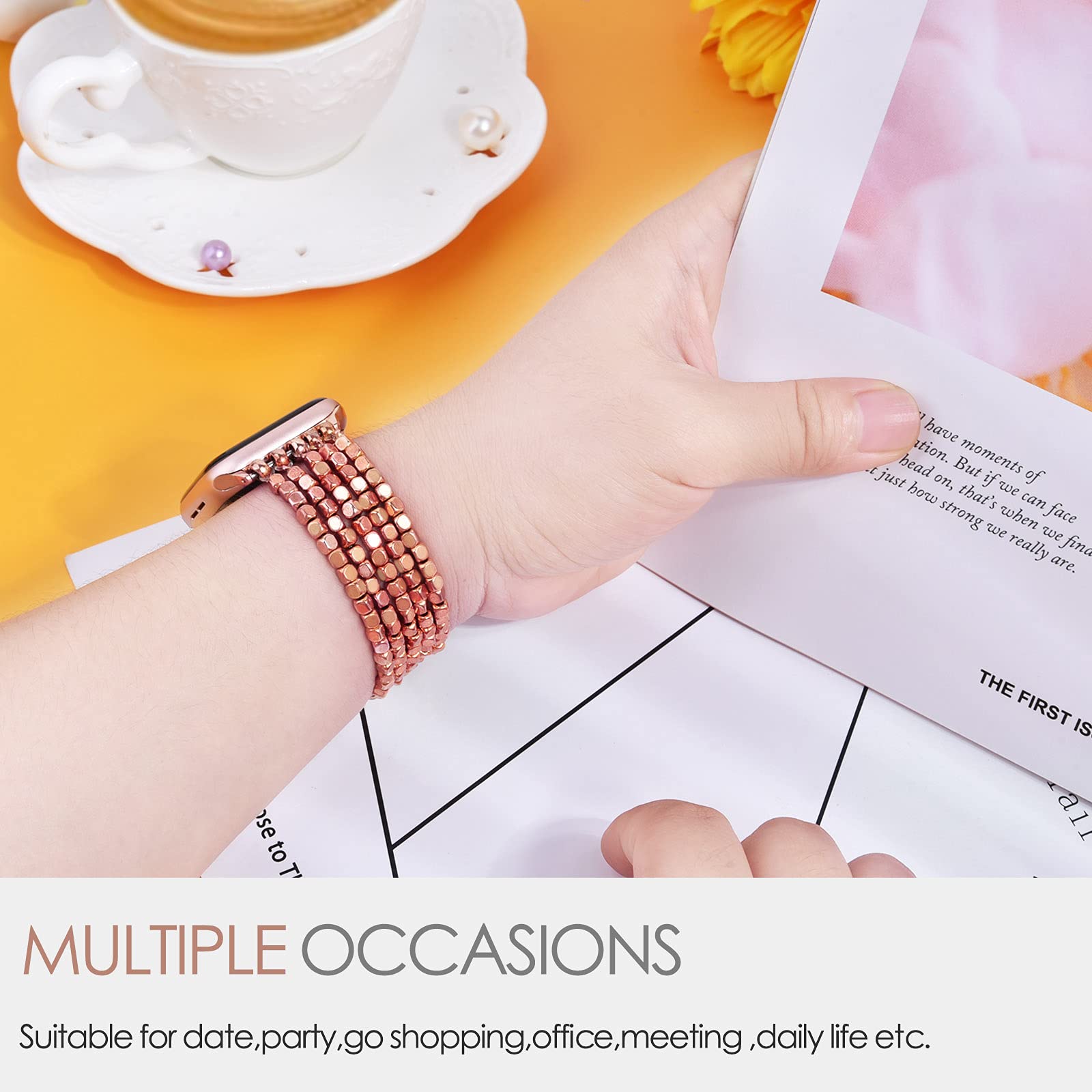 Mofree Compatible With Apple Watch Bracelet Band 41Mm/40Mm/38Mm Series 7 6 Se 5 Women Fashion Handmade Elastic Stretch Beaded St