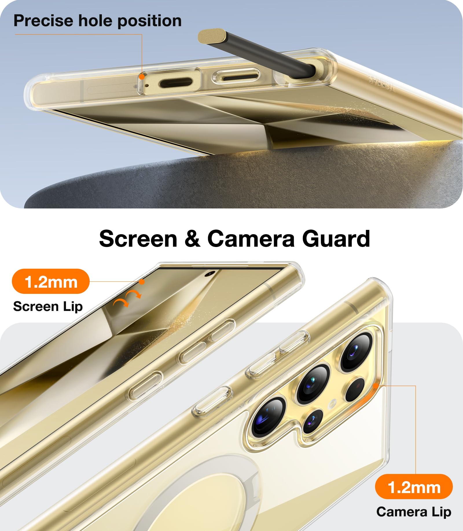 Torras 360 Spin Magnetic Stand For Samsung Galaxy S24 Ultra Case, Fit For Magsafe, Hard Pc S24 Ultra Phone Case With Kickstand &