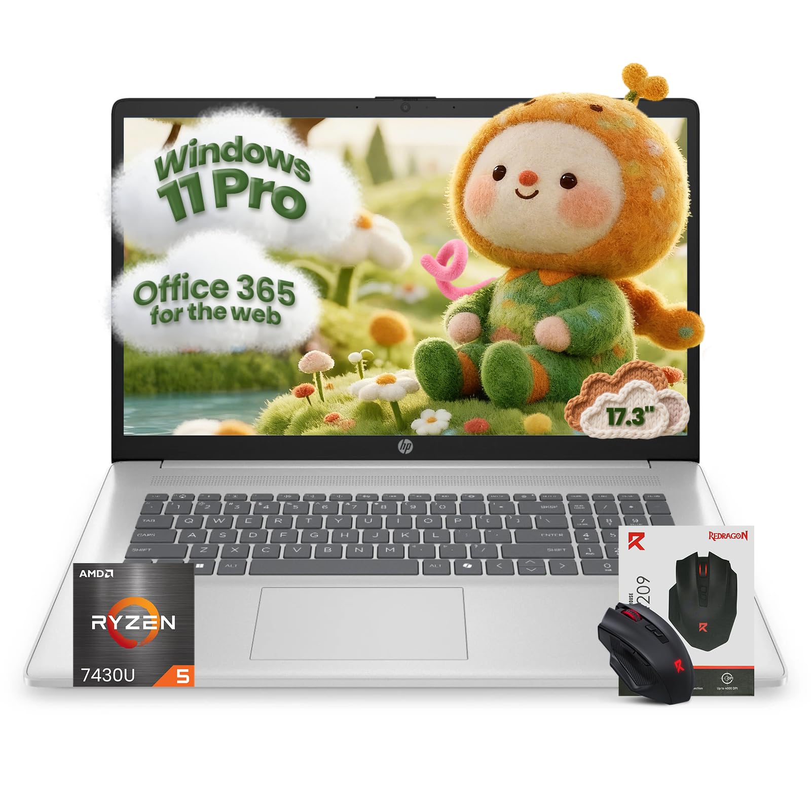 HP 17 inch laptops, AMD Ryzen 5 7430U(Beats i7-1255U), 20GB RAM 512GB SSD, 17.3 FHD IPS, Office 365 for the Web, Copilot AI, Wi-